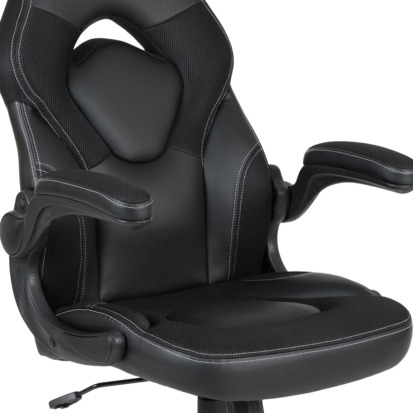 Optis Black Gaming Desk and Black Racing Chair Set with Cup Holder, Headphone Hook, and Monitor/Smartphone Stand Black