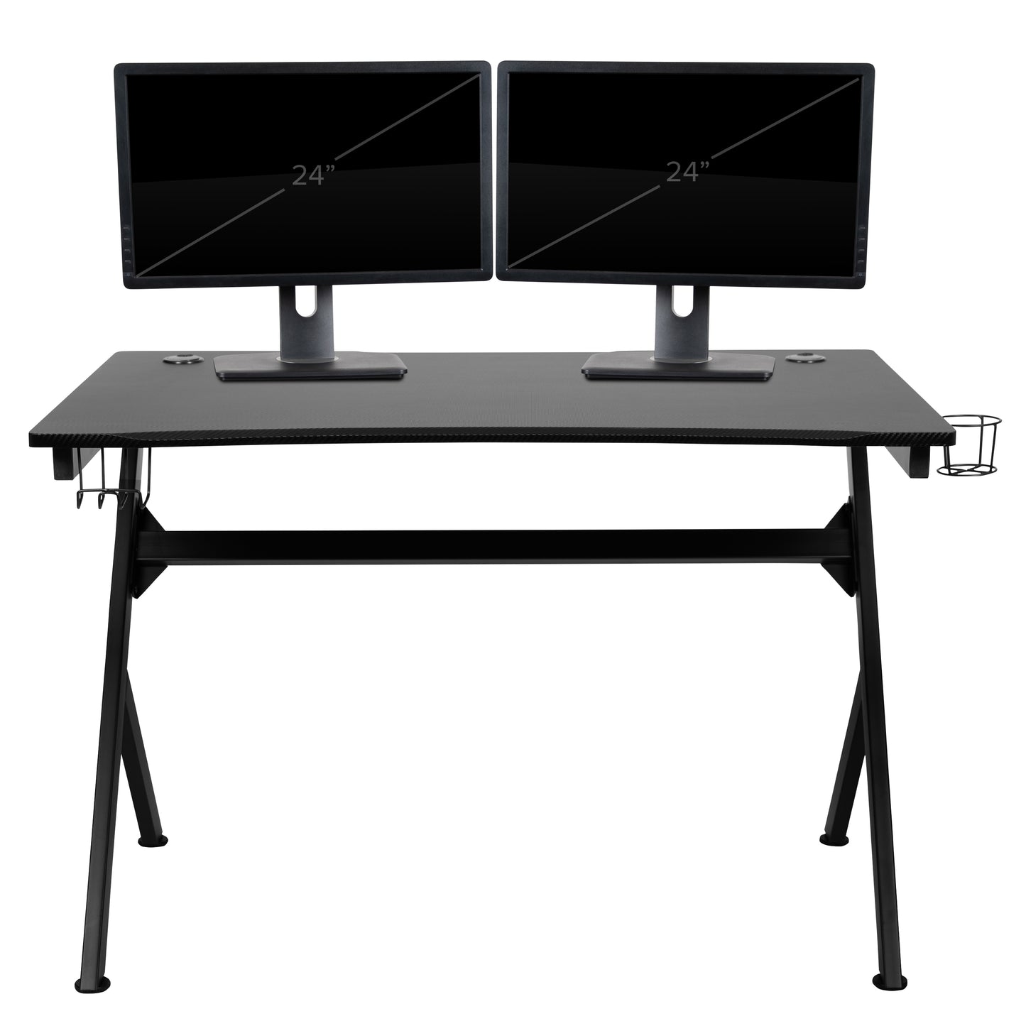Optis Black Gaming Desk and Blue/Black Reclining Gaming Chair Set with Cup Holder, Headphone Hook & 2 Wire Management Holes Blue BLN-X20D1904-BL-GG