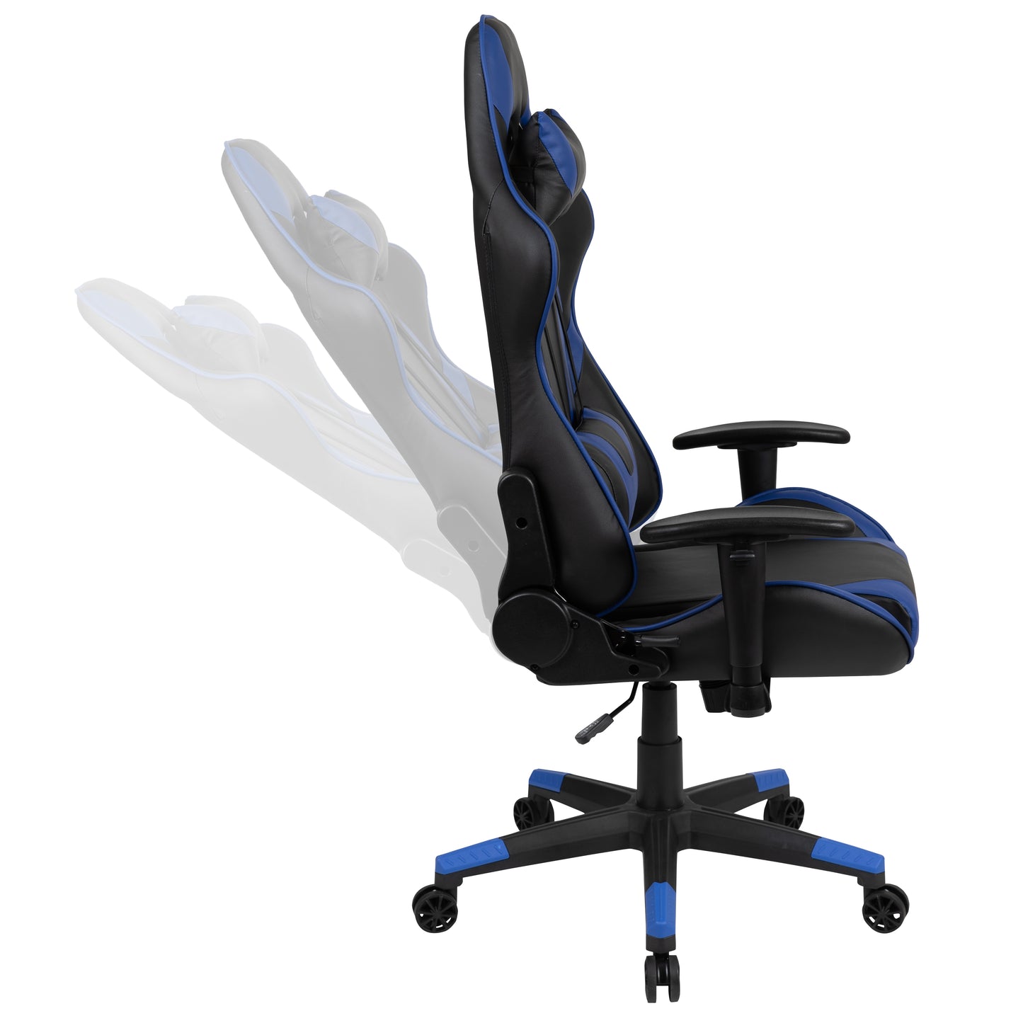 Optis Black Gaming Desk and Blue/Black Reclining Gaming Chair Set with Cup Holder, Headphone Hook & 2 Wire Management Holes Blue BLN-X20D1904-BL-GG