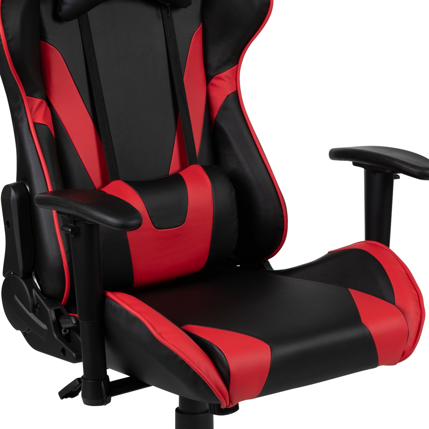 Optis Red Gaming Desk and Red/Black Reclining Gaming Chair Set with Cup Holder and Headphone Hook Red