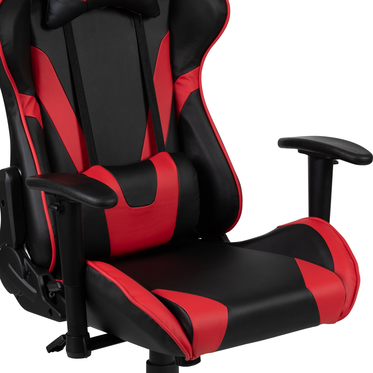 Optis Black Gaming Desk and Red/Black Reclining Gaming Chair Set with Cup Holder, Headphone Hook, and Monitor/Smartphone Stand Red