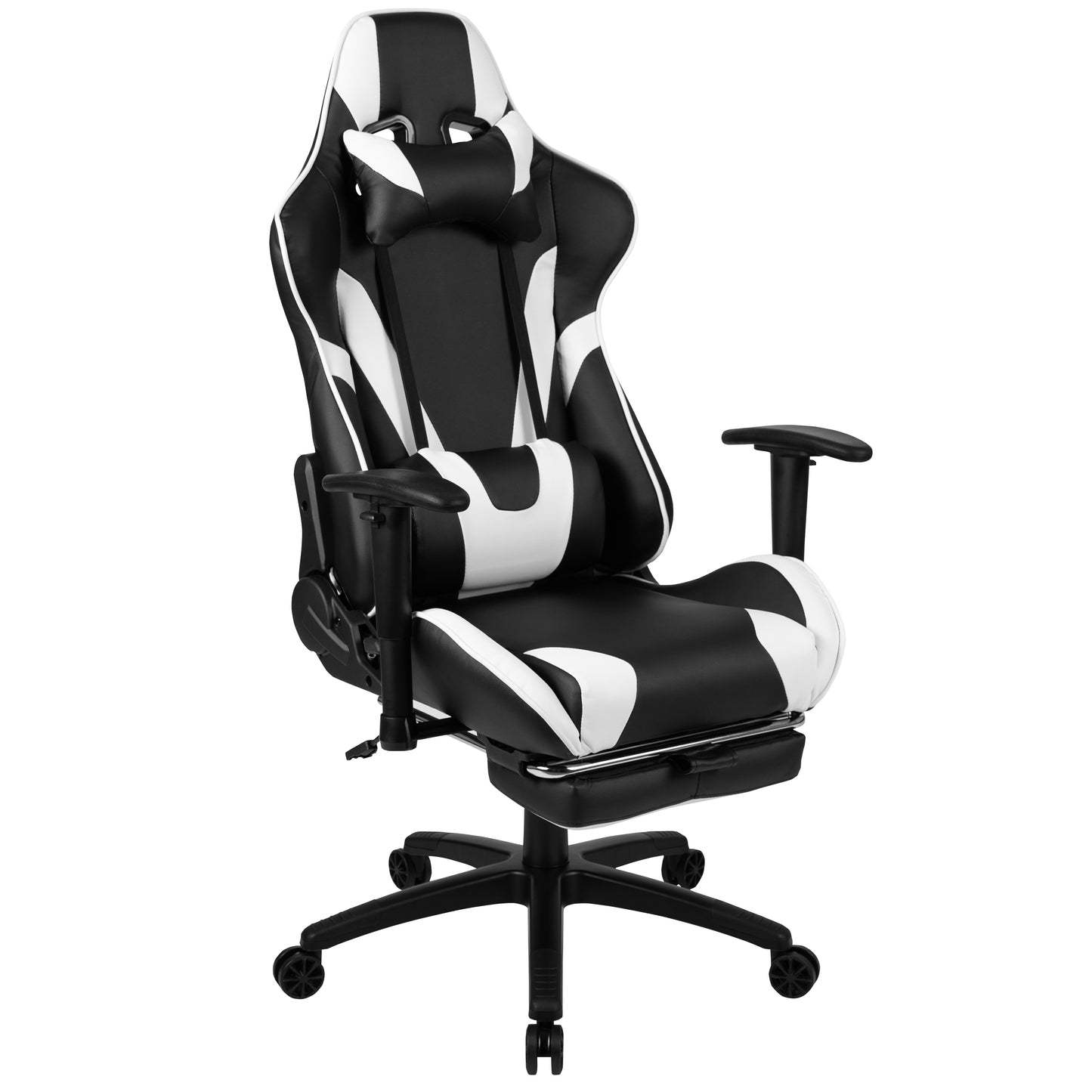 Optis Black Gaming Desk and Black Footrest Reclining Gaming Chair Set with Cup Holder, Headphone Hook, and Monitor/Smartphone Stand Black BLN-X30RSG1031-BK-GG