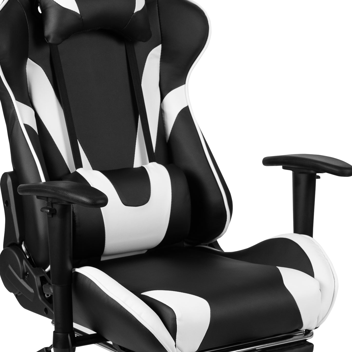 Optis Black Gaming Desk and Black Footrest Reclining Gaming Chair Set with Cup Holder, Headphone Hook, and Monitor/Smartphone Stand Black BLN-X30RSG1031-BK-GG