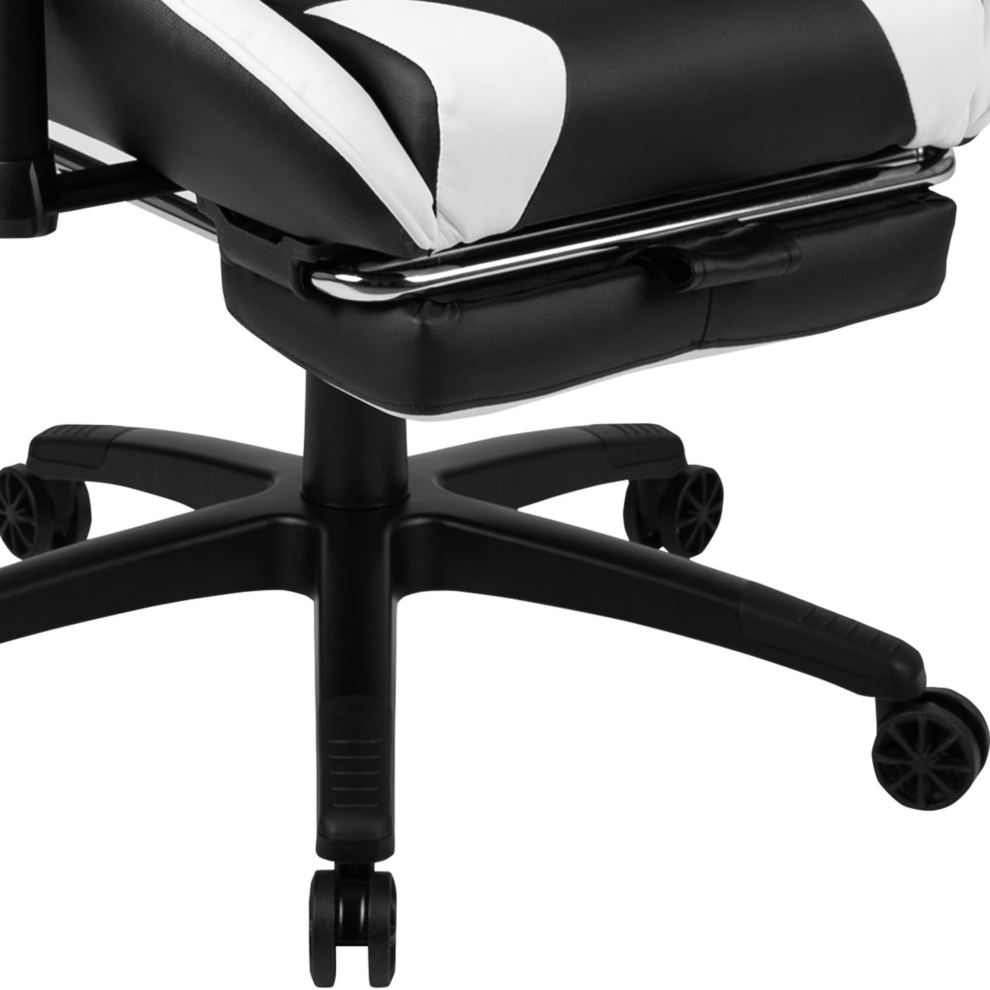 Optis Black Gaming Desk and Black Footrest Reclining Gaming Chair Set with Cup Holder, Headphone Hook, and Monitor/Smartphone Stand Black BLN-X30RSG1031-BK-GG