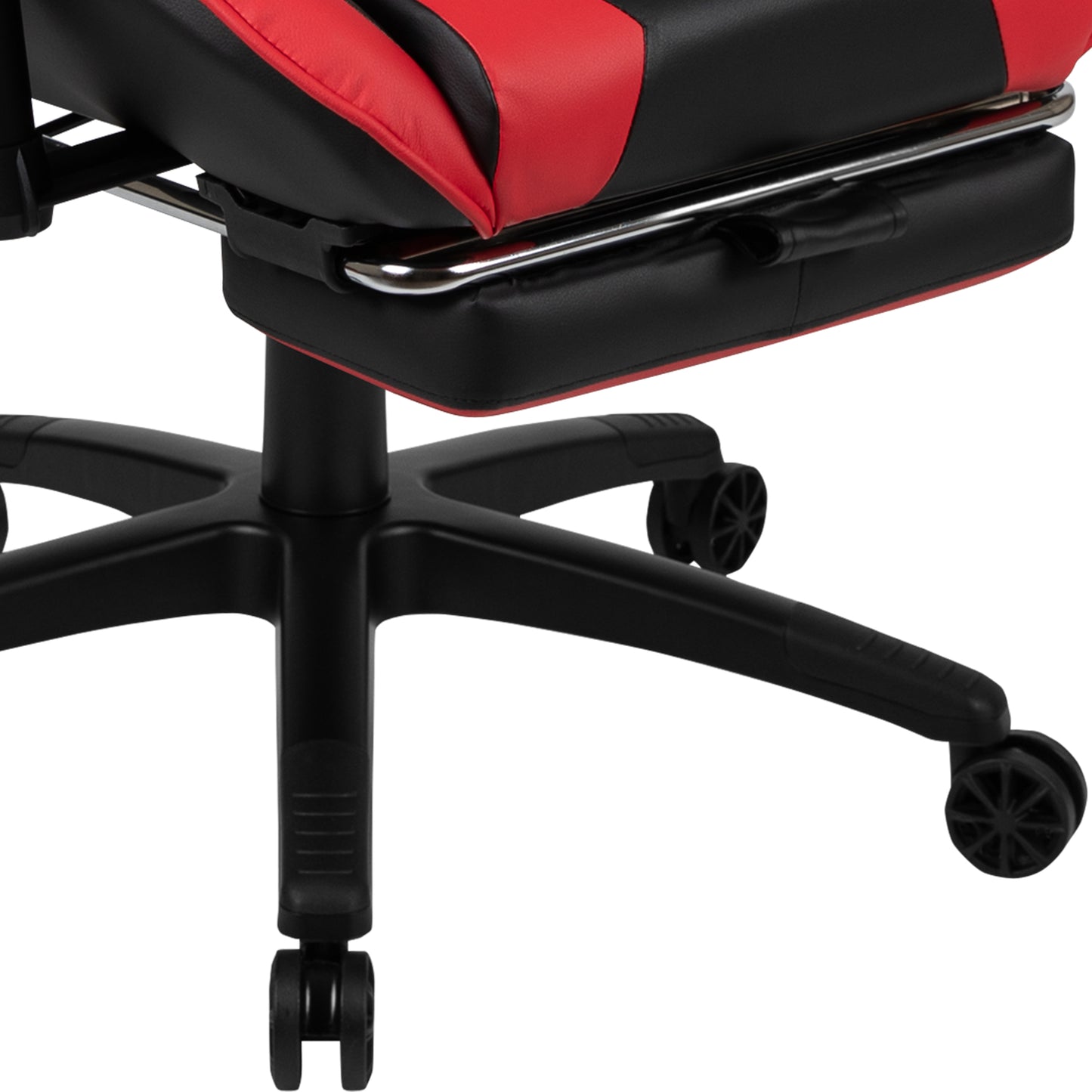 Black Gaming Desk and Red/Black Footrest Reclining Gaming Chair Set with Cup Holder, Headphone Hook, & Monitor/Smartphone Stand Red