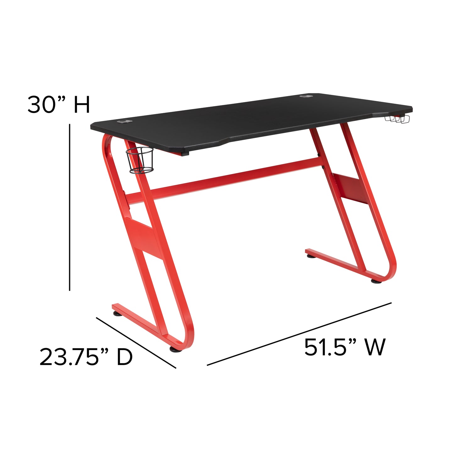 Optis Red Gaming Desk with Cup Holder/Headphone Hook & Red Reclining Back/Arms Gaming Chair with Footrest Red