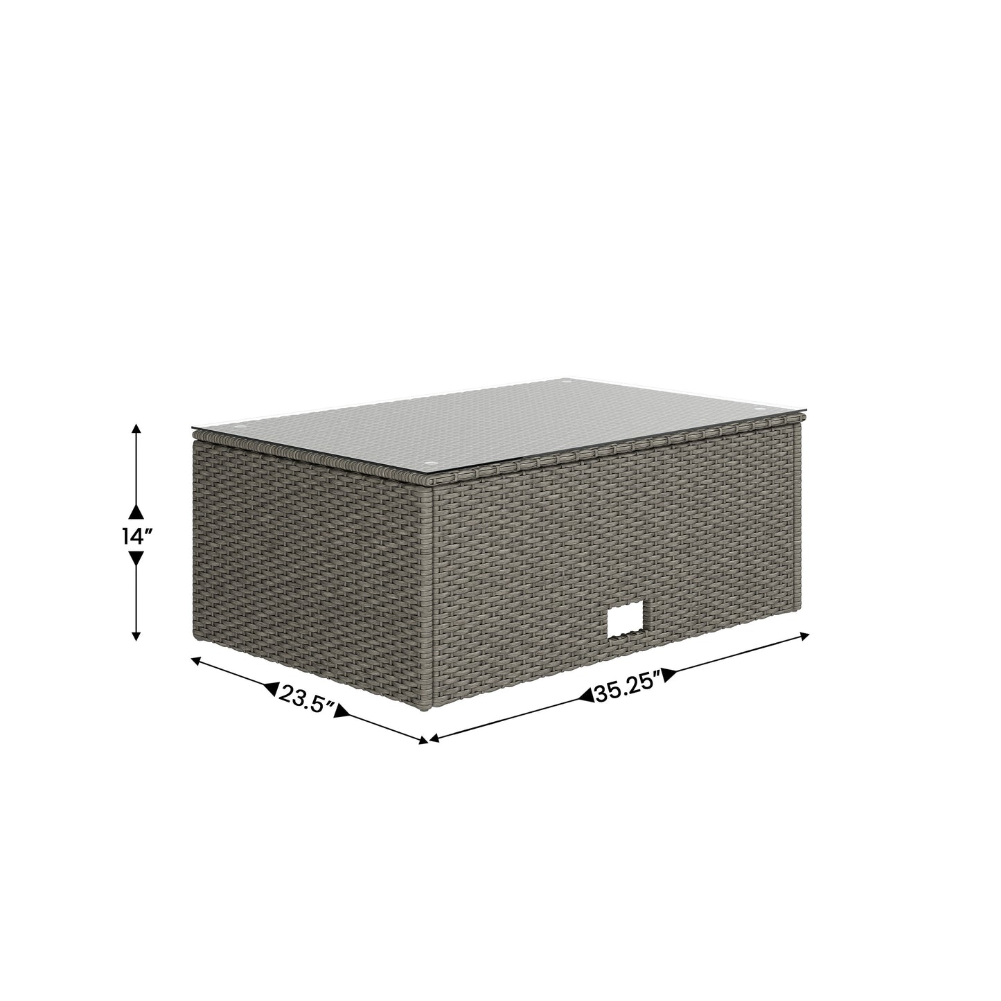 Roan Indoor/Outdoor L-Shaped Sectional with Coffee Table in Gray Wicker PE Rattan with Gray Cushions Gray Cushions/Gray Frame BN-WS404-GY-GY-GG