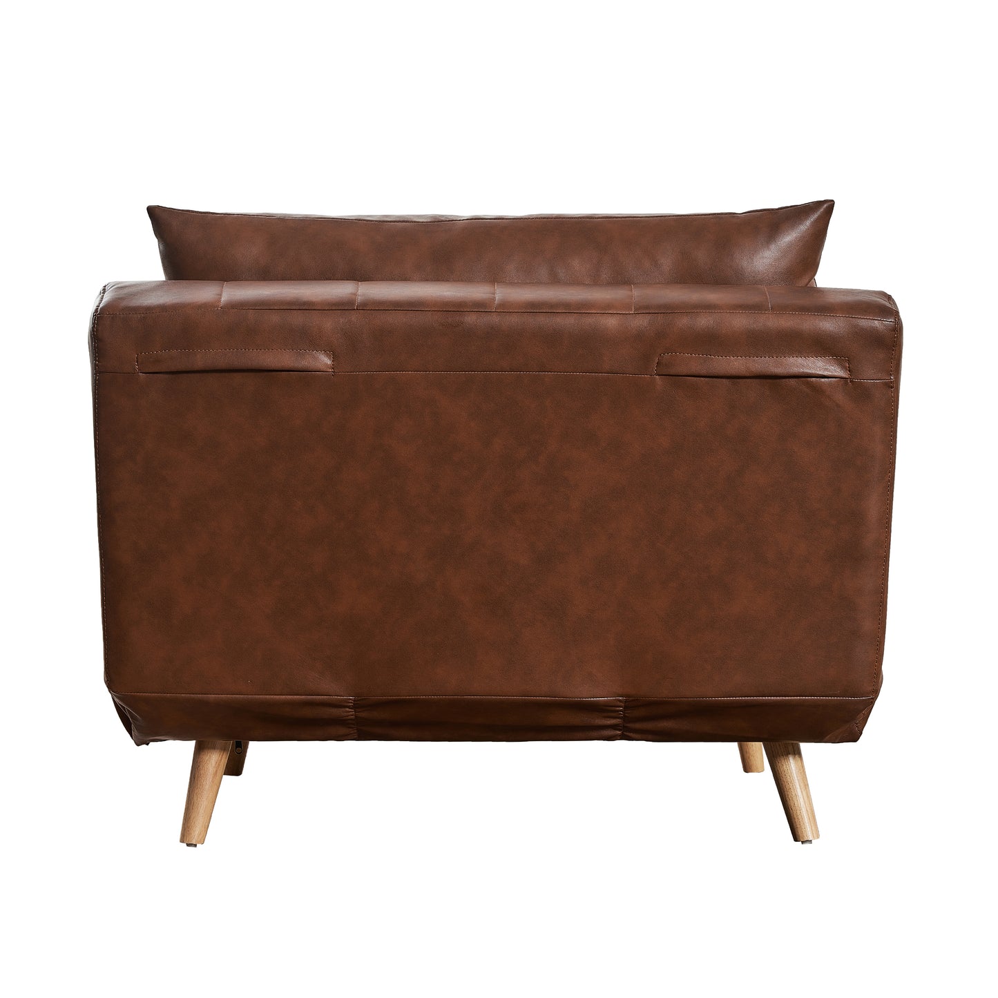 Shaw Convertible Tri-Fold Sleeper Chair with Pillow - Multifunctional Adjustable Sleeper - Channel Stitching - Hideaway Legs - Brown LeatherSoft Brown
