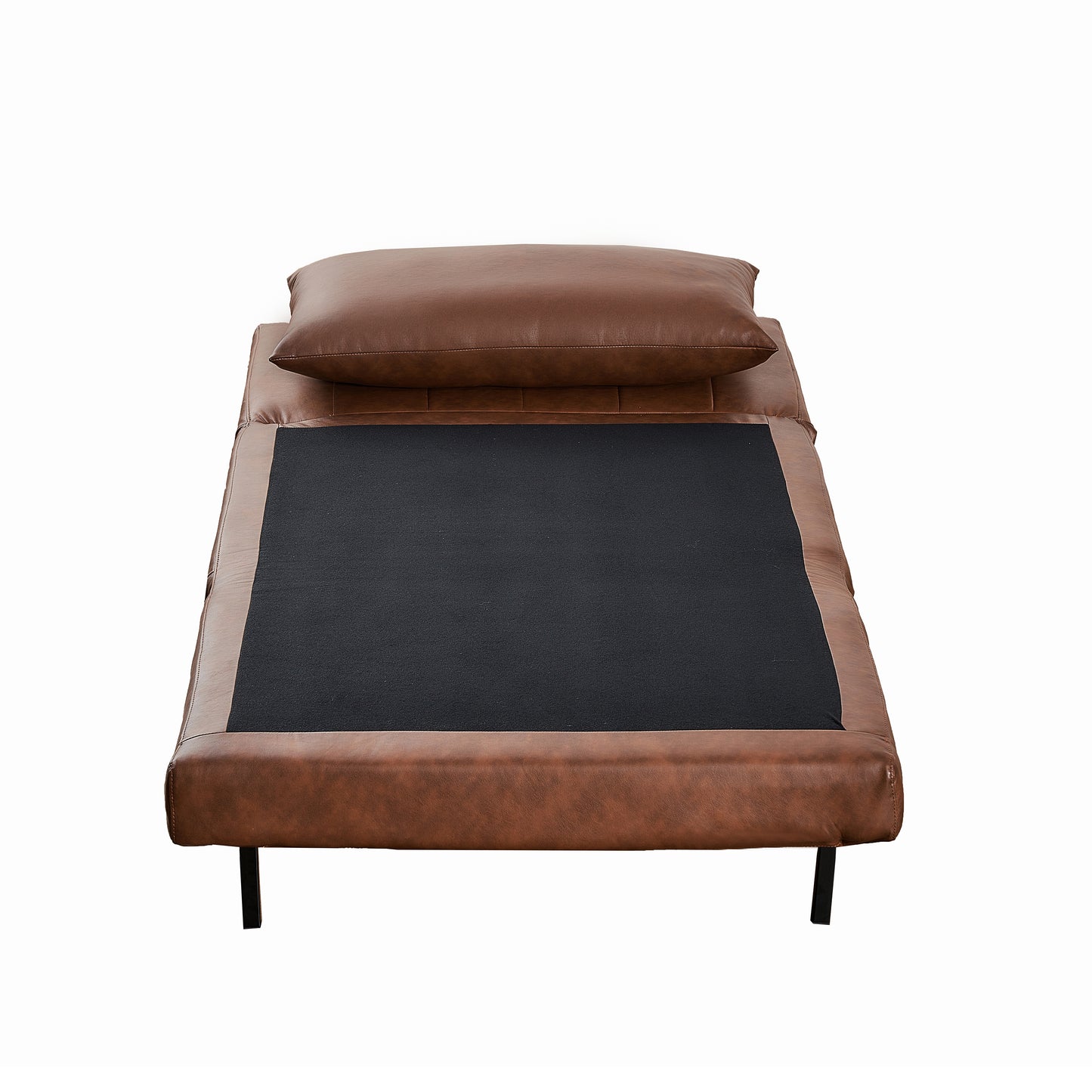 Shaw Convertible Tri-Fold Sleeper Chair with Pillow - Multifunctional Adjustable Sleeper - Channel Stitching - Hideaway Legs - Brown LeatherSoft Brown
