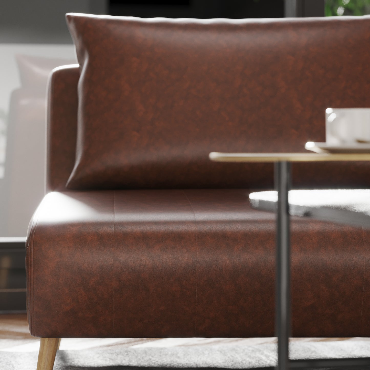 Shaw Convertible Tri-Fold Sleeper Chair with Pillow - Multifunctional Adjustable Sleeper - Channel Stitching - Hideaway Legs - Brown LeatherSoft Brown