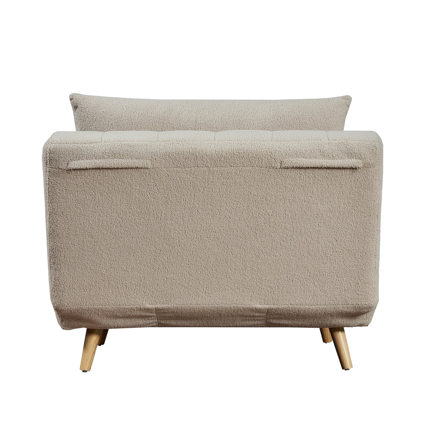 Shaw Convertible Tri-Fold Chair with Pillow - Multifunctional Adjustable Sleeper - Channel Stitching-Removable Legs - Cream Boucle Cream