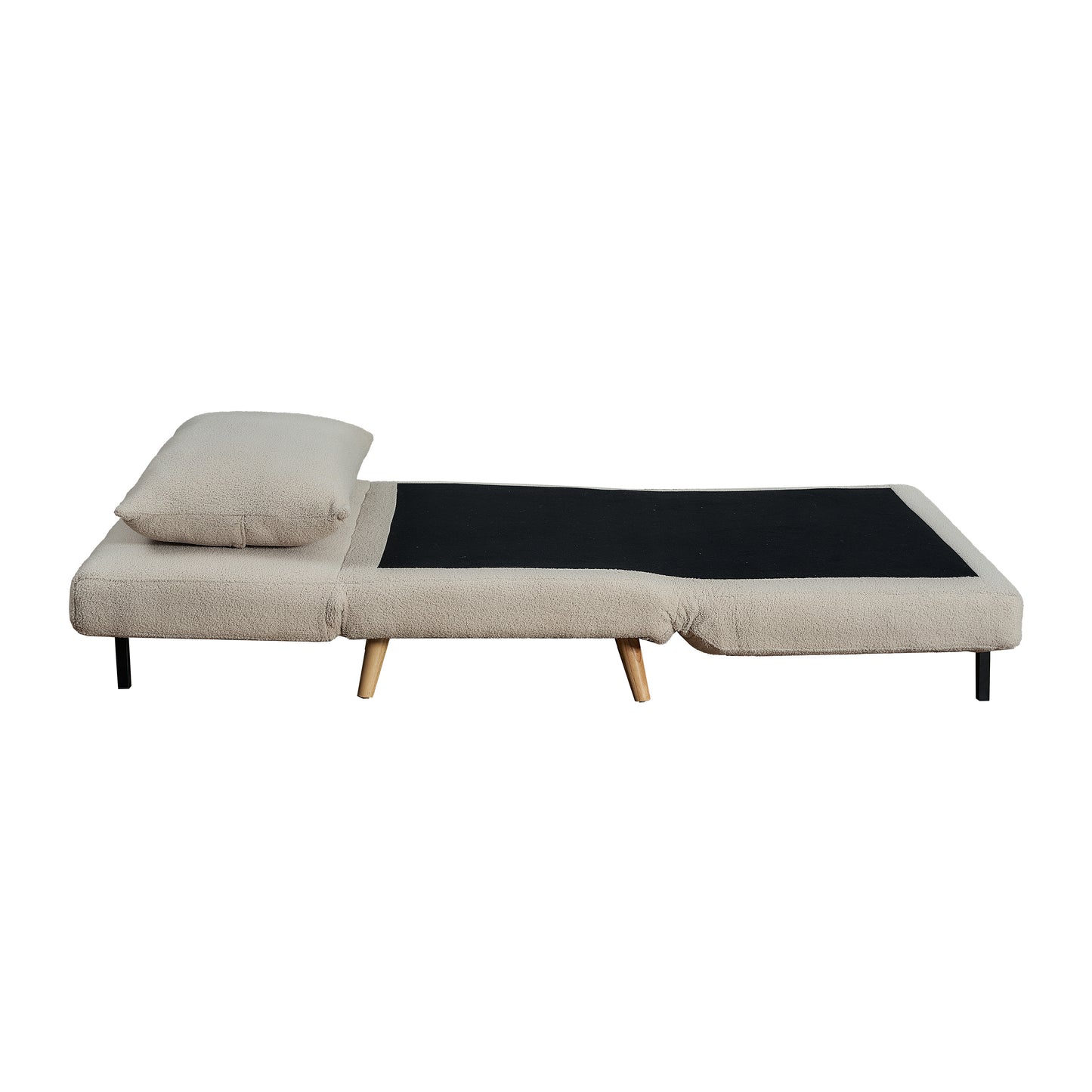 Shaw Convertible Tri-Fold Chair with Pillow - Multifunctional Adjustable Sleeper - Channel Stitching-Removable Legs - Cream Boucle Cream