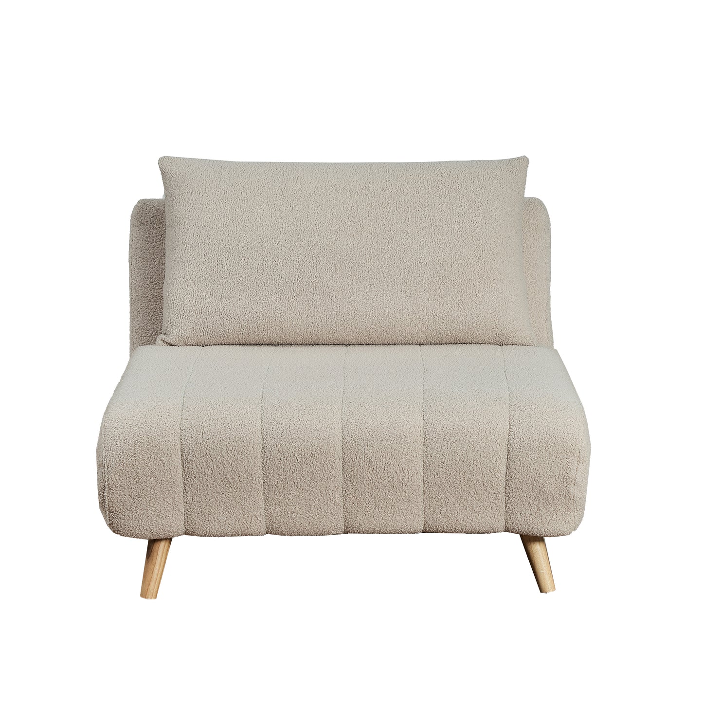Shaw Convertible Tri-Fold Chair with Pillow - Multifunctional Adjustable Sleeper - Channel Stitching-Removable Legs - Cream Boucle Cream