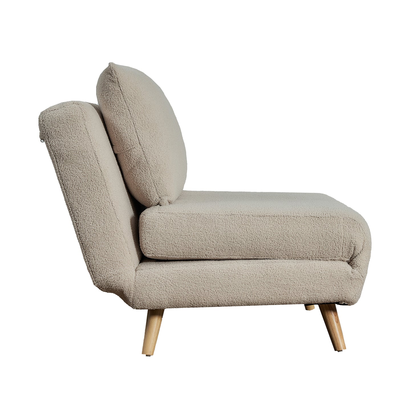 Shaw Convertible Tri-Fold Chair with Pillow - Multifunctional Adjustable Sleeper - Channel Stitching-Removable Legs - Cream Boucle Cream