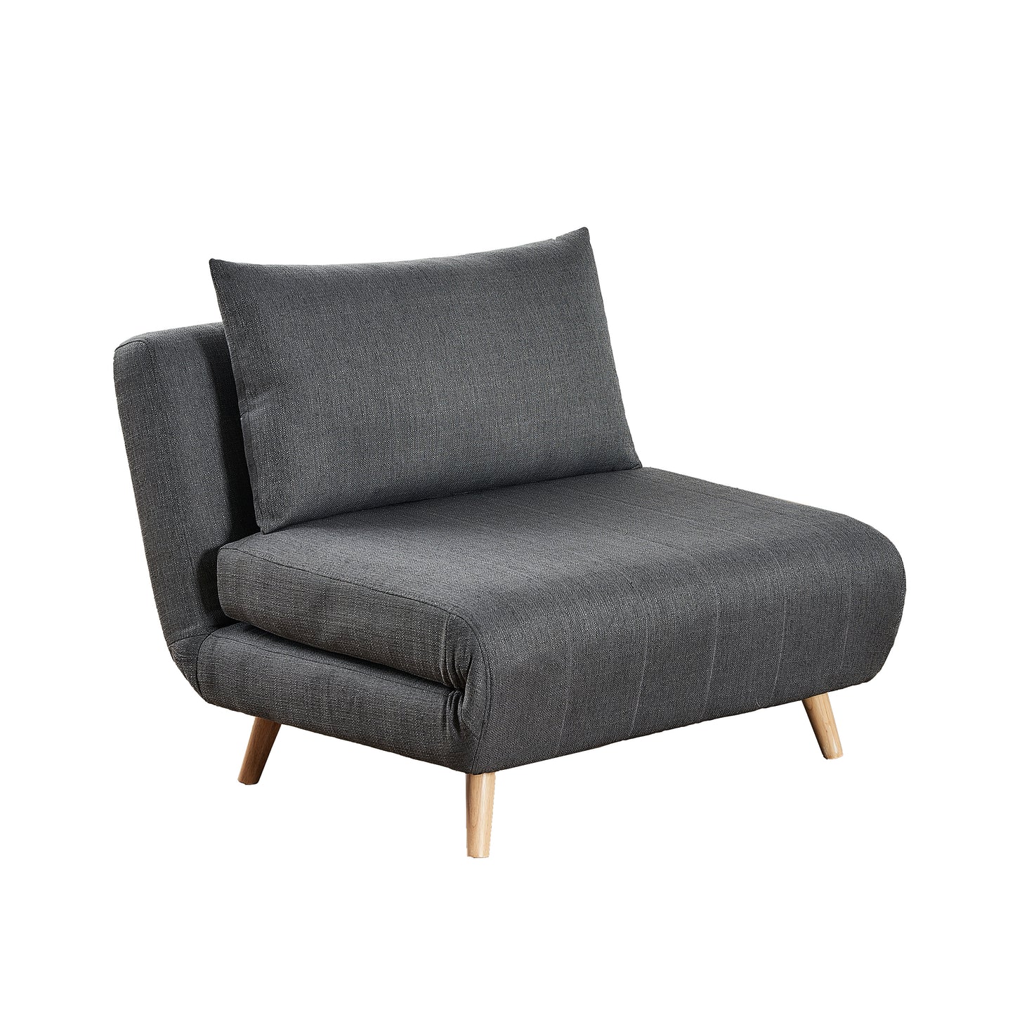 Shaw Convertible Tri-Fold Sleeper Chair with Pillow, Multifunctional Adjustable Sleeper with Channel Stitching and Hideaway Legs in Dark Gray Dark Gray