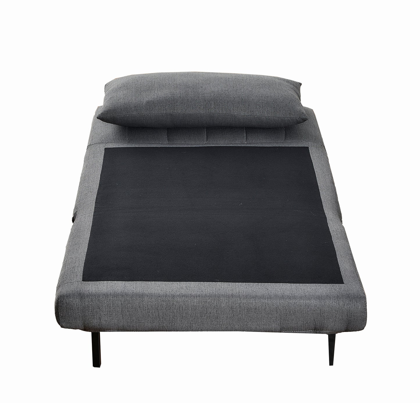 Shaw Convertible Tri-Fold Sleeper Chair with Pillow, Multifunctional Adjustable Sleeper with Channel Stitching and Hideaway Legs in Dark Gray Dark Gray