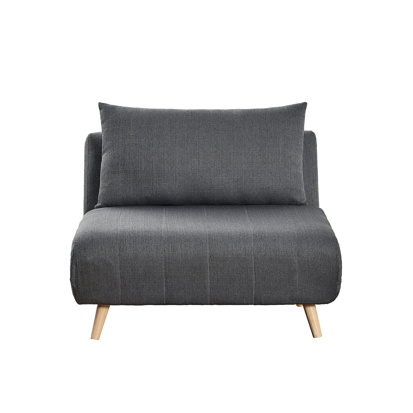 Shaw Convertible Tri-Fold Sleeper Chair with Pillow, Multifunctional Adjustable Sleeper with Channel Stitching and Hideaway Legs in Dark Gray Dark Gray