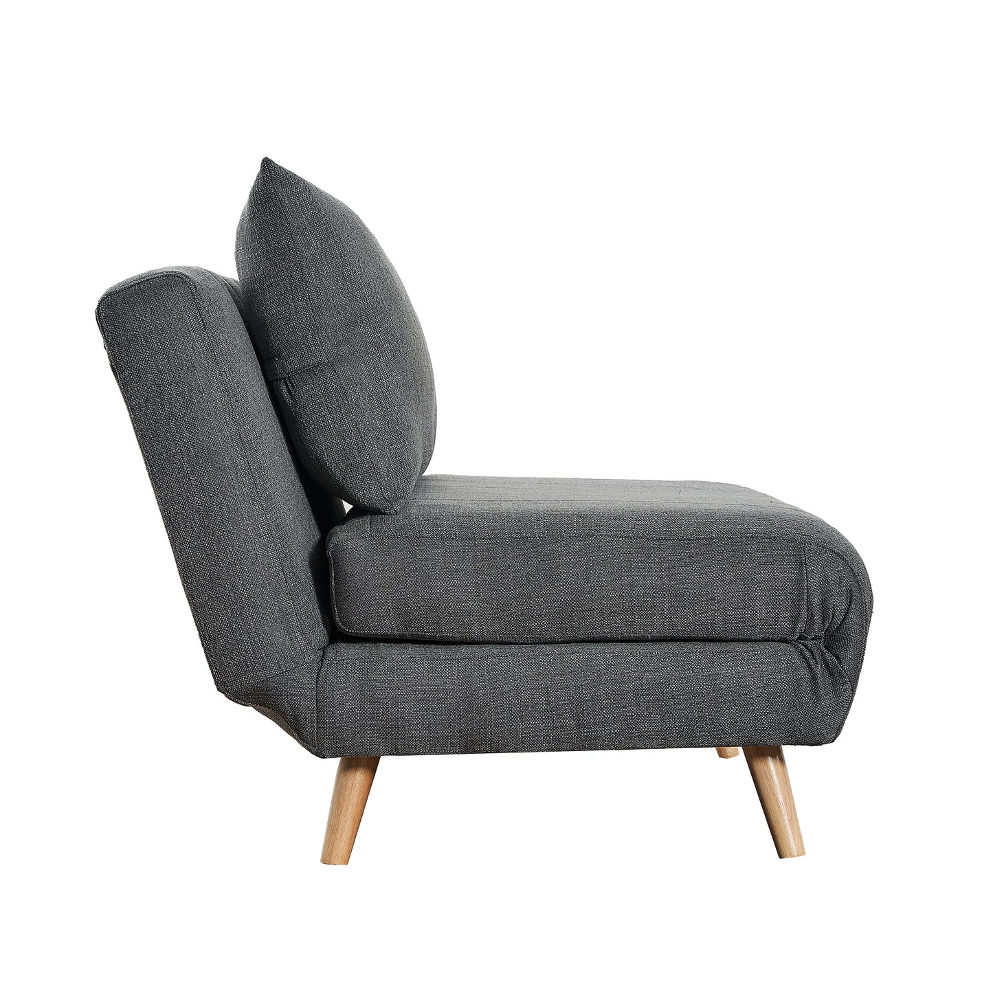 Shaw Convertible Tri-Fold Sleeper Chair with Pillow, Multifunctional Adjustable Sleeper with Channel Stitching and Hideaway Legs in Dark Gray Dark Gray