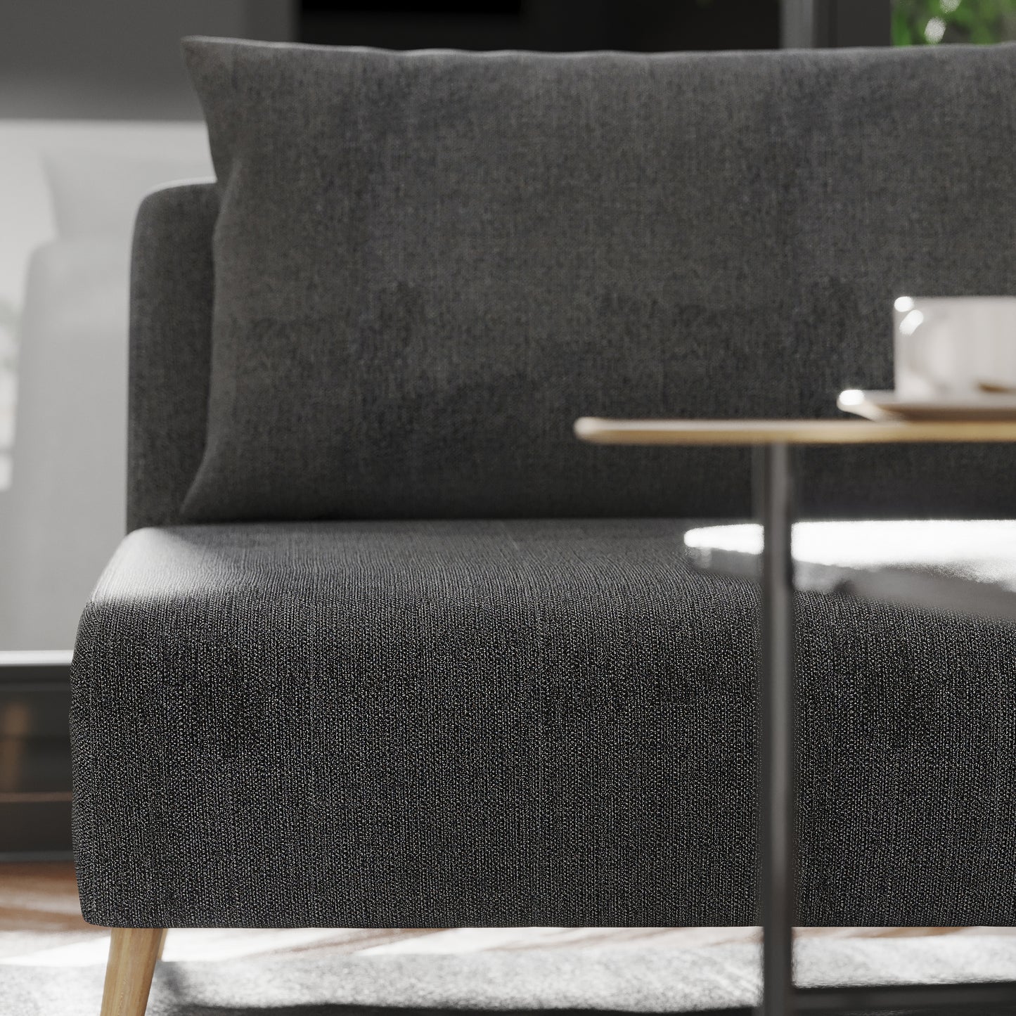 Shaw Convertible Tri-Fold Sleeper Chair with Pillow, Multifunctional Adjustable Sleeper with Channel Stitching and Hideaway Legs in Dark Gray Dark Gray
