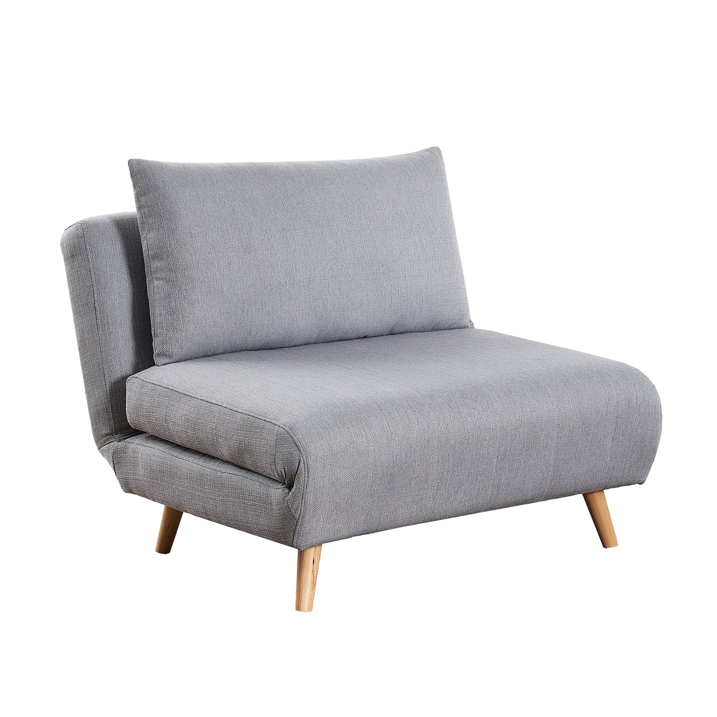 Shaw Convertible Tri-Fold Sleeper Chair with Pillow, Multifunctional Adjustable Sleeper with Channel Stitching and Hideaway Legs in Light Gray Light Gray