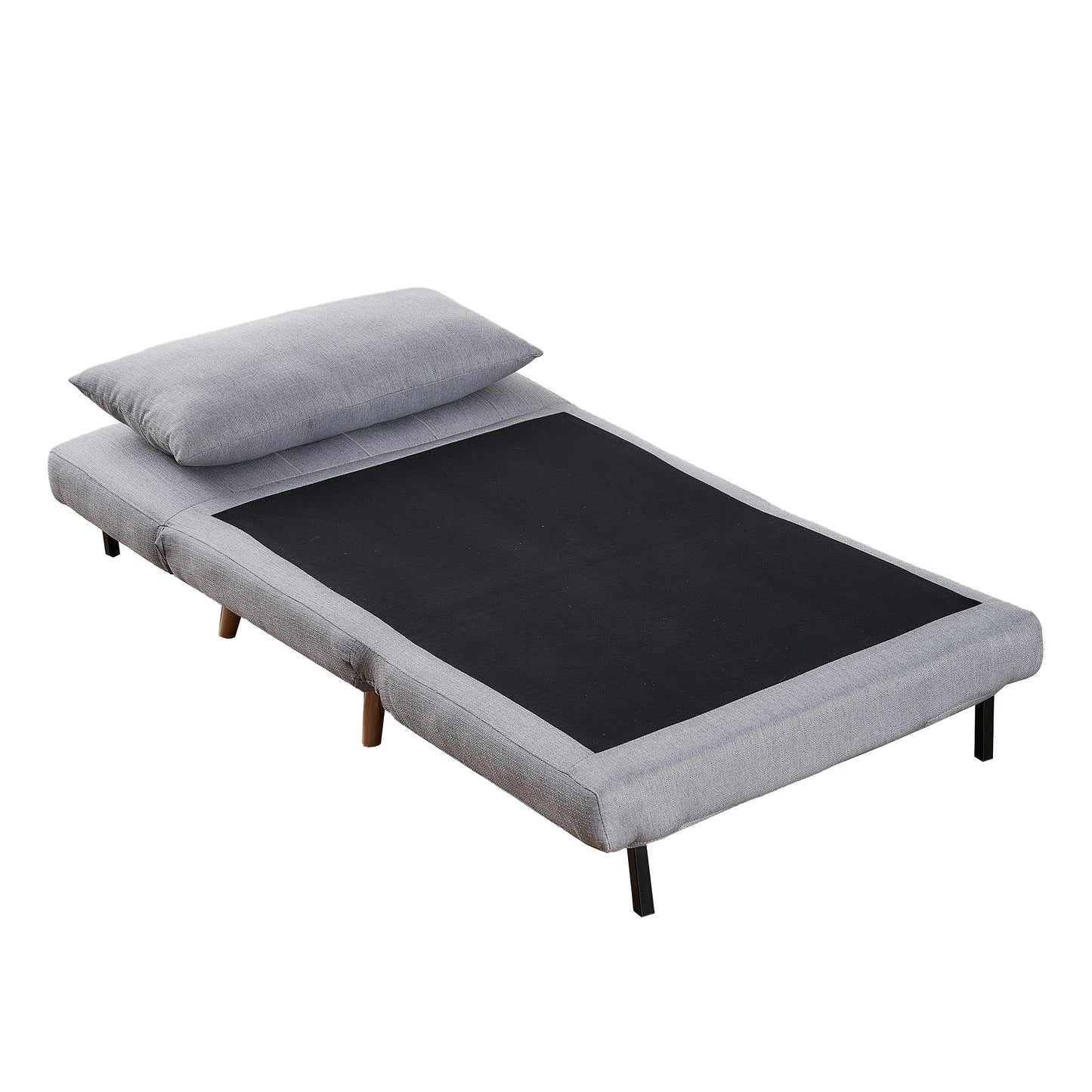 Shaw Convertible Tri-Fold Sleeper Chair with Pillow, Multifunctional Adjustable Sleeper with Channel Stitching and Hideaway Legs in Light Gray Light Gray