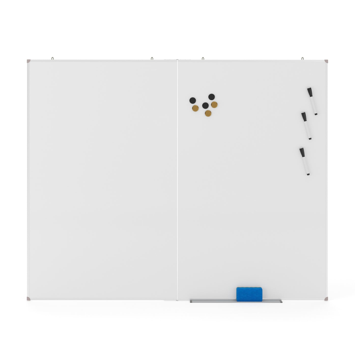 HERCULES Commercial 60" x 48" Whiteboard, Aluminum Magnetic Dry Erase Board with Wall Mount, Marker Tray, Eraser, 3 Markers, 6 Magnets White