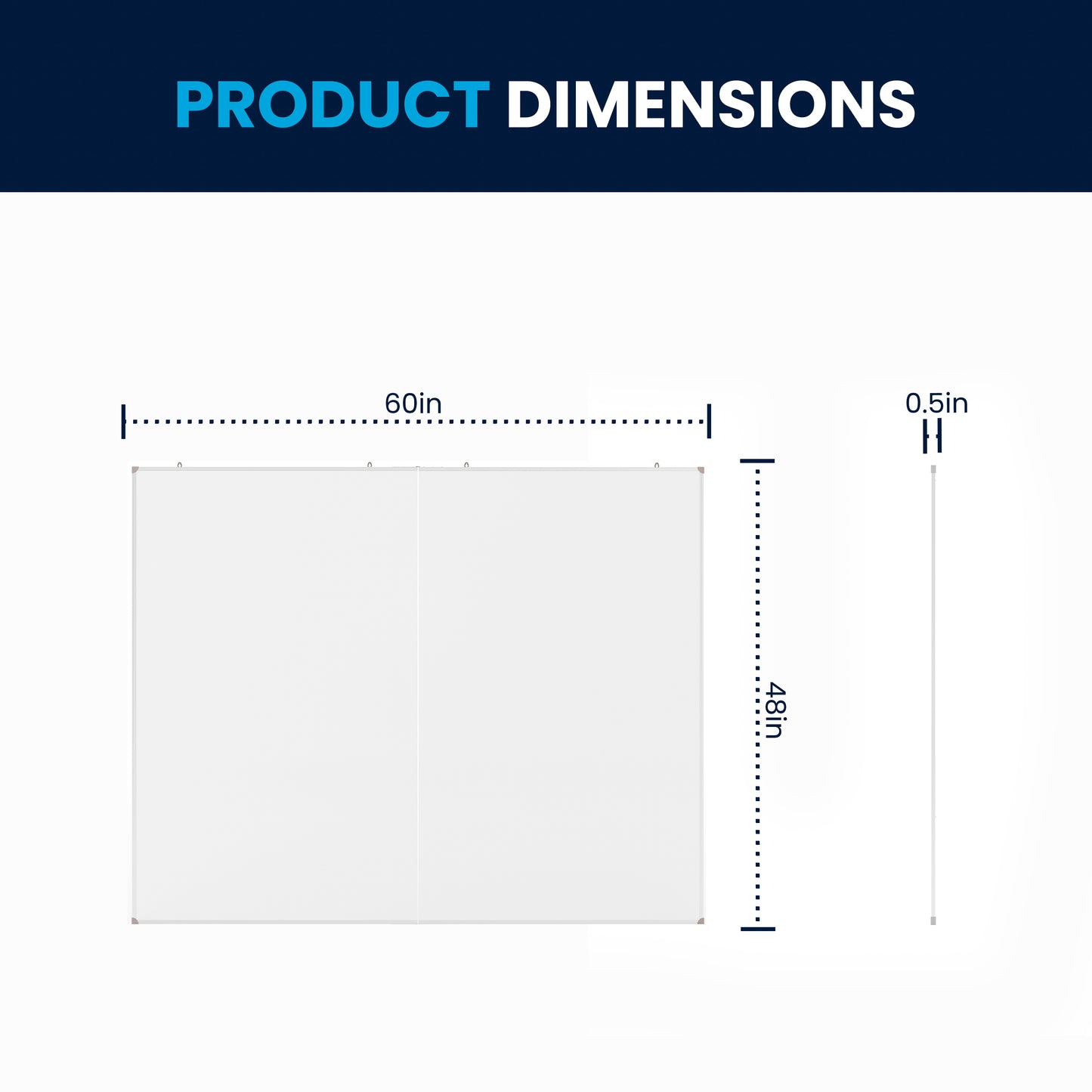 HERCULES Commercial 60" x 48" Whiteboard, Aluminum Magnetic Dry Erase Board with Wall Mount, Marker Tray, Eraser, 3 Markers, 6 Magnets White