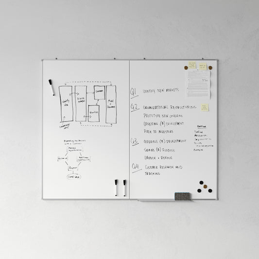 HERCULES Commercial 60" x 48" Whiteboard, Aluminum Magnetic Dry Erase Board with Wall Mount, Marker Tray, Eraser, 3 Markers, 6 Magnets White