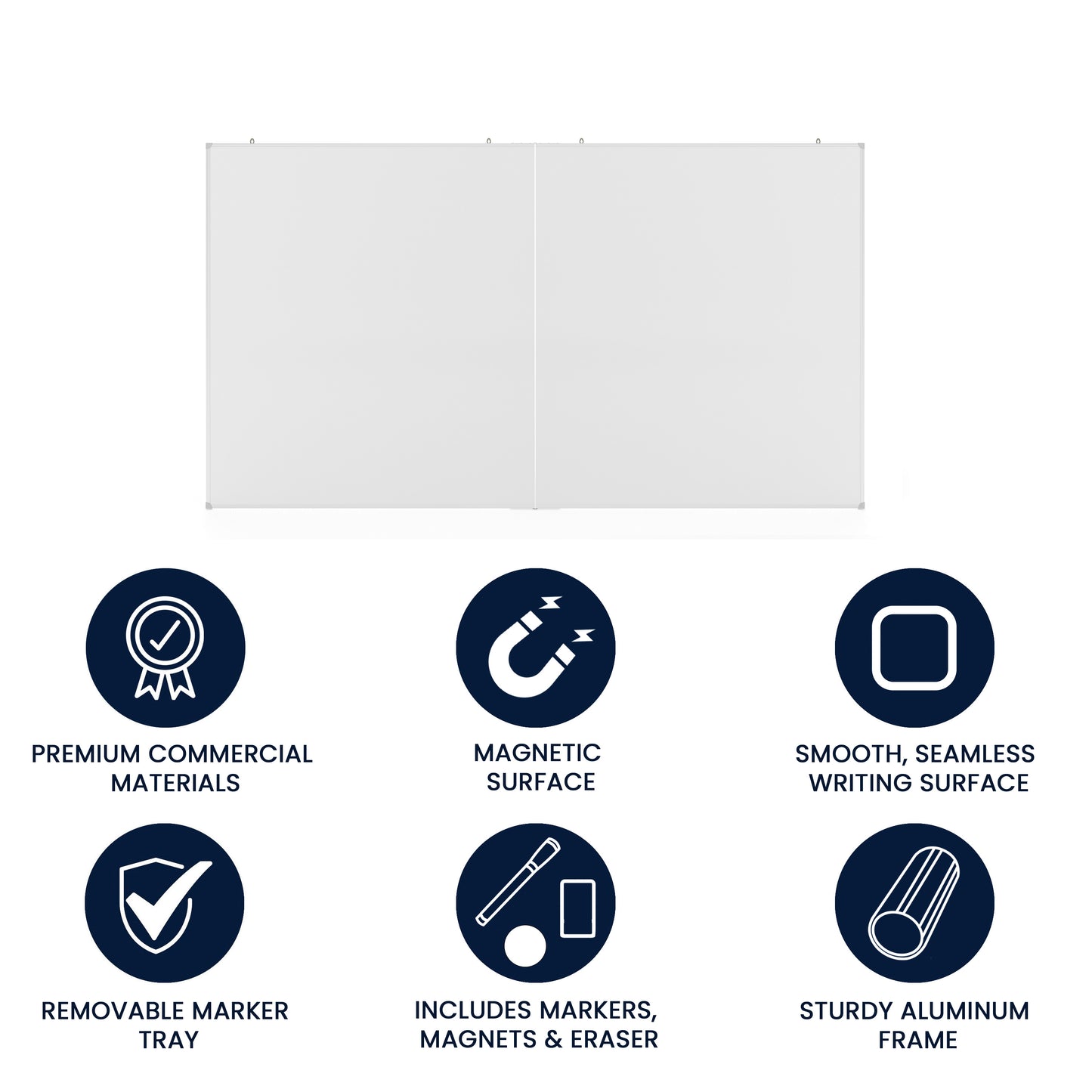HERCULES Commercial 72" x 40" Whiteboard, Aluminum Magnetic Dry Erase Board with Wall Mount, Marker Tray, Eraser, 3 Markers, 6 Magnets White