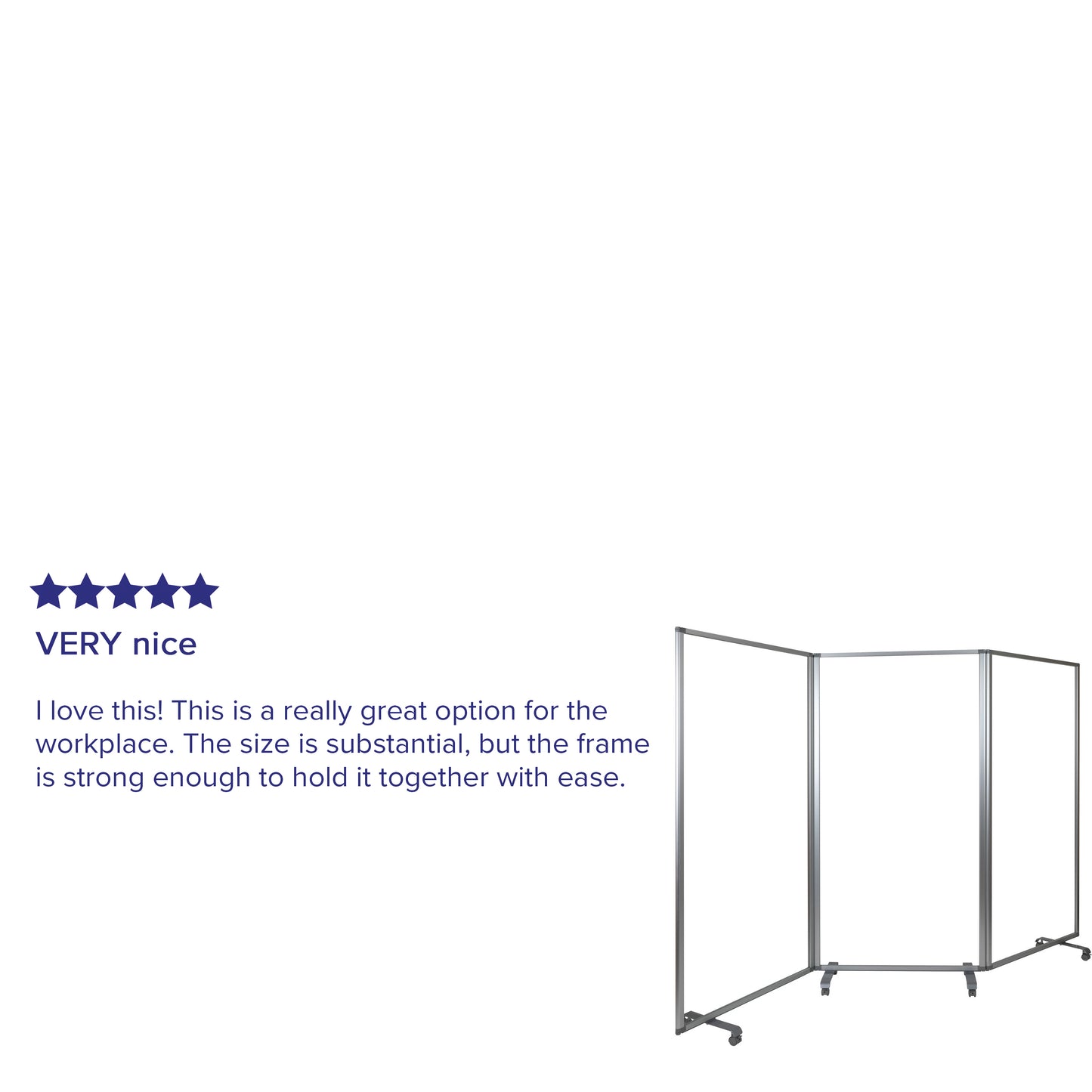 Raisley Transparent Acrylic Mobile Partition with Lockable Casters, 72"H x 36"L (3 Sections Included) Clear