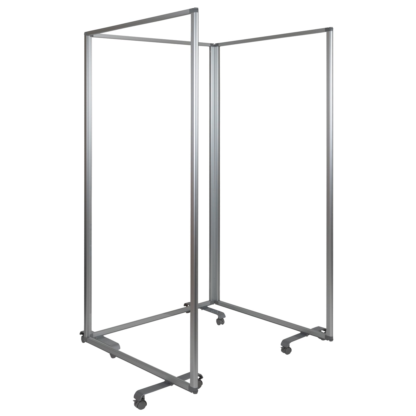 Raisley Transparent Acrylic Mobile Partition with Lockable Casters, 72"H x 36"L (3 Sections Included) Clear
