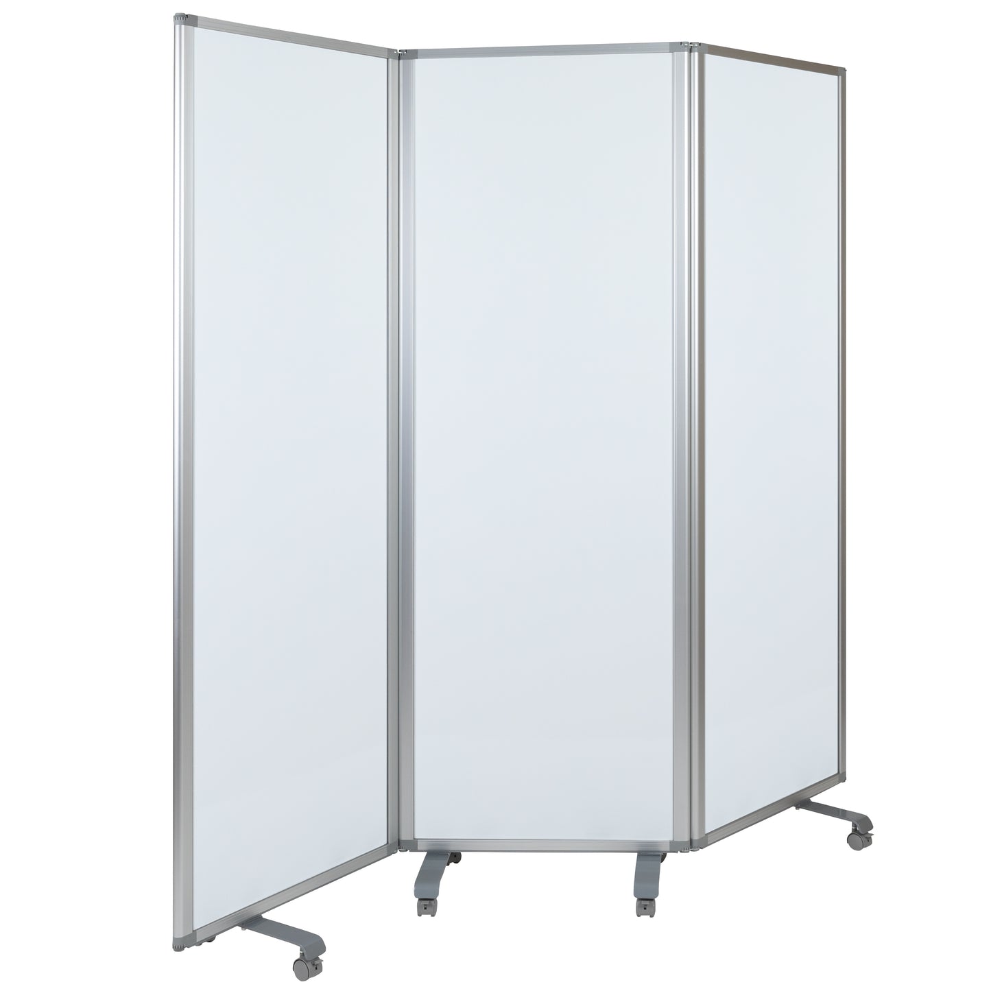 Raisley Mobile Magnetic Whiteboard Partition with Lockable Casters, 72"H x 24"W (3 sections included) White