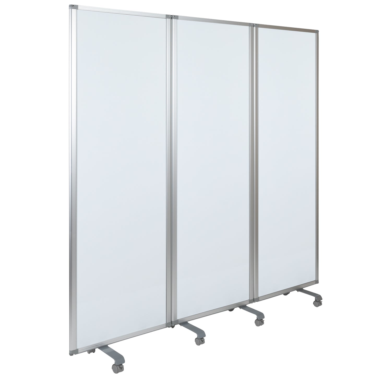 Raisley Mobile Magnetic Whiteboard Partition with Lockable Casters, 72"H x 24"W (3 sections included) White