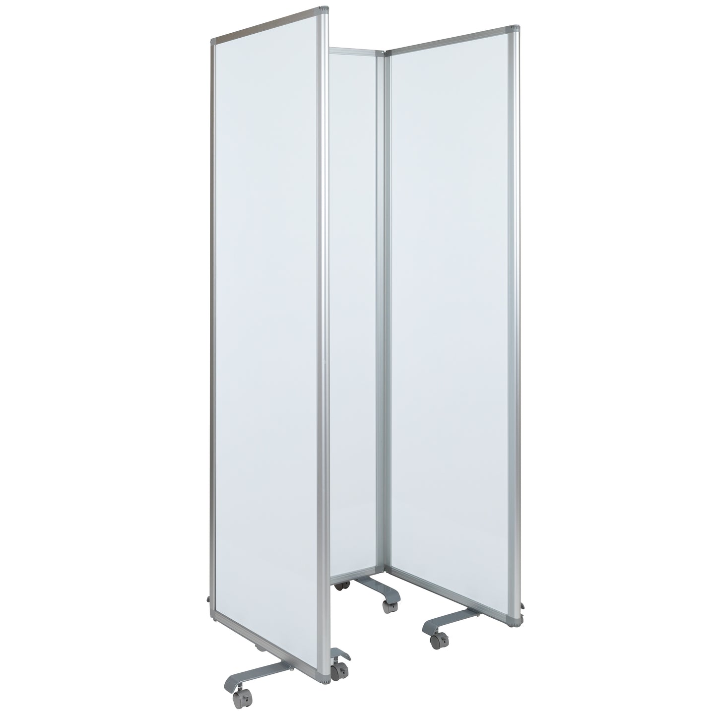 Raisley Mobile Magnetic Whiteboard Partition with Lockable Casters, 72"H x 24"W (3 sections included) White