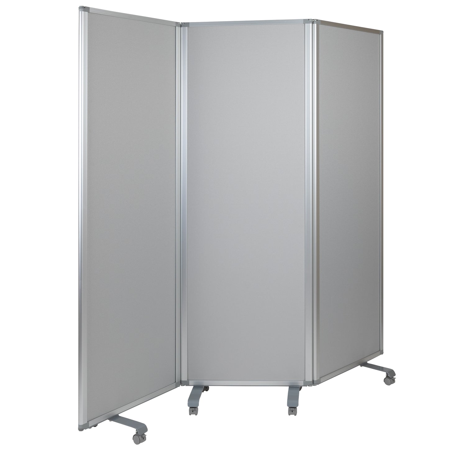 Raisley Double Sided Mobile Magnetic Whiteboard/Cloth Partition with Lockable Casters, 72"H x 24"W (3 sections included) White/Gray