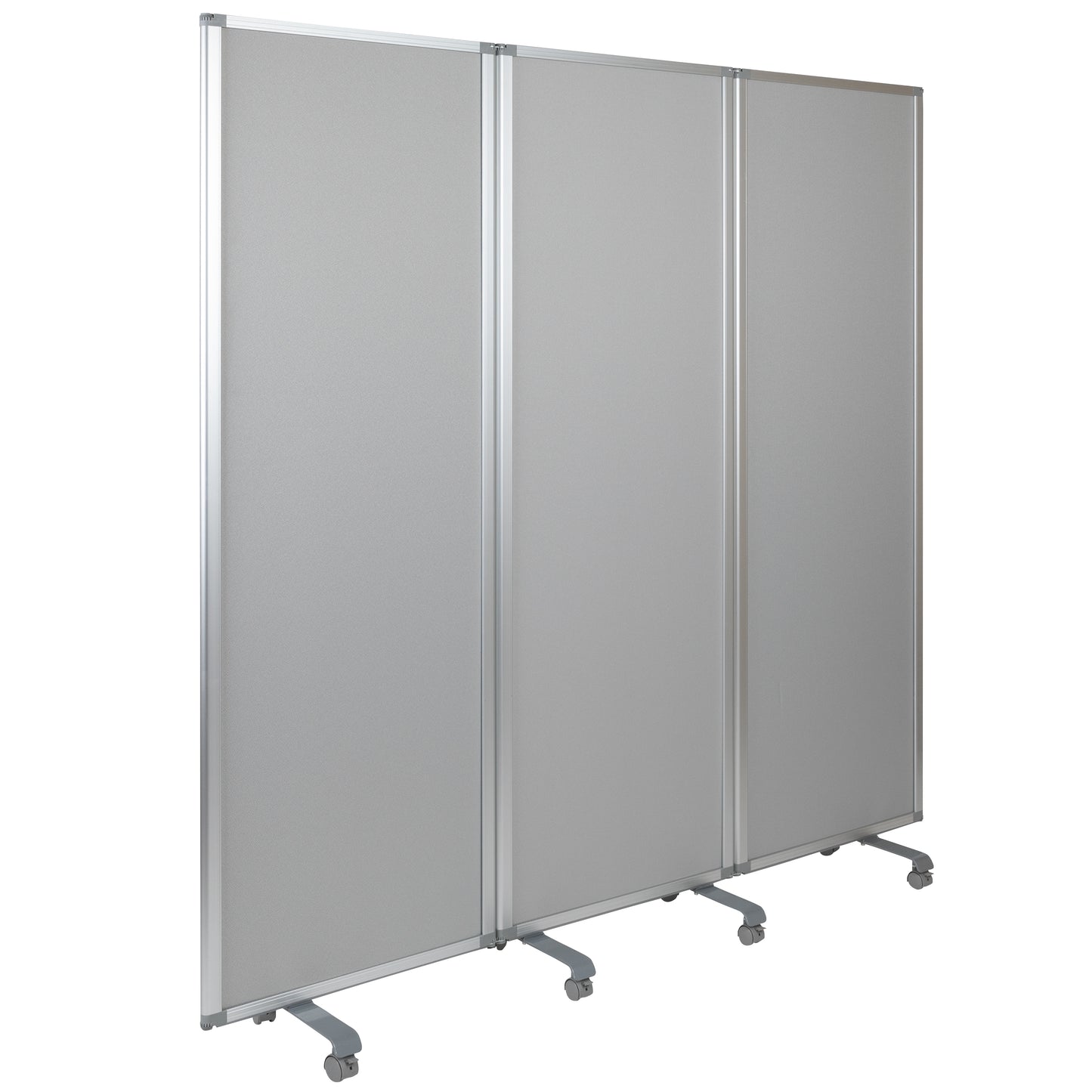 Raisley Double Sided Mobile Magnetic Whiteboard/Cloth Partition with Lockable Casters, 72"H x 24"W (3 sections included) White/Gray
