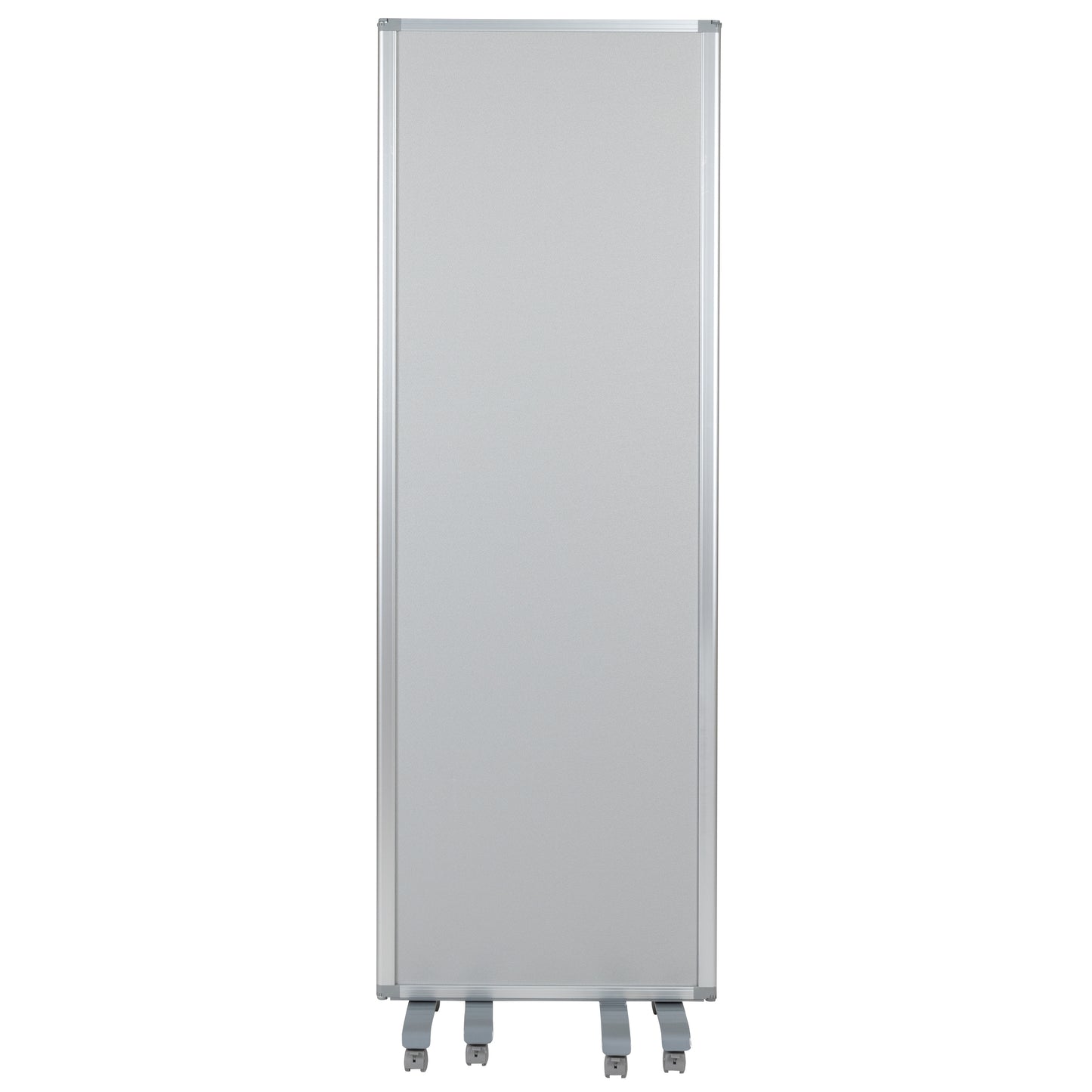Raisley Double Sided Mobile Magnetic Whiteboard/Cloth Partition with Lockable Casters, 72"H x 24"W (3 sections included) White/Gray