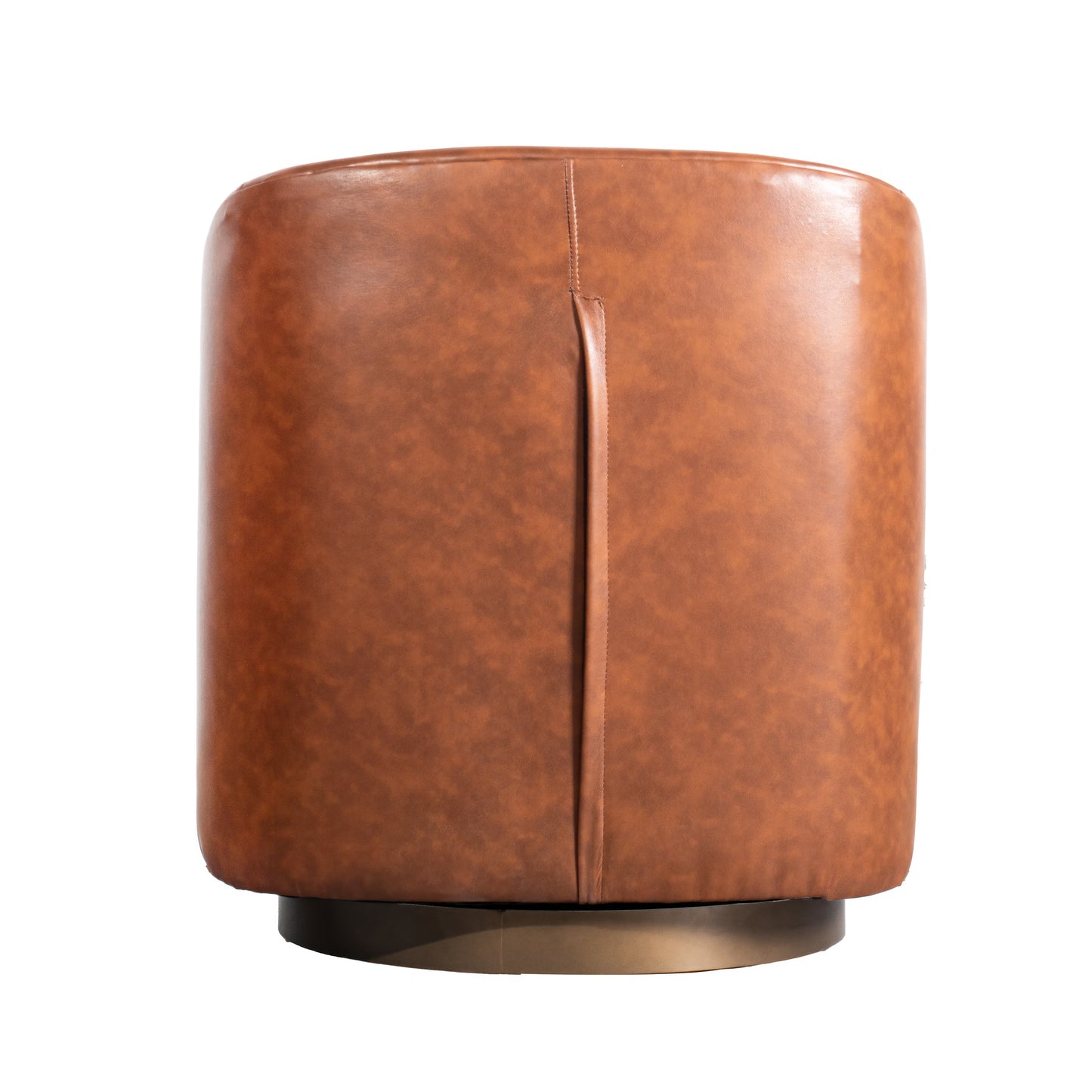 Dean Club Style Commercial Barrel Accent Armchair with 360 Degree Swivel Metal Base and Sloped Armrests in Brown LeatherSoft Upholstery Brown LeatherSoft