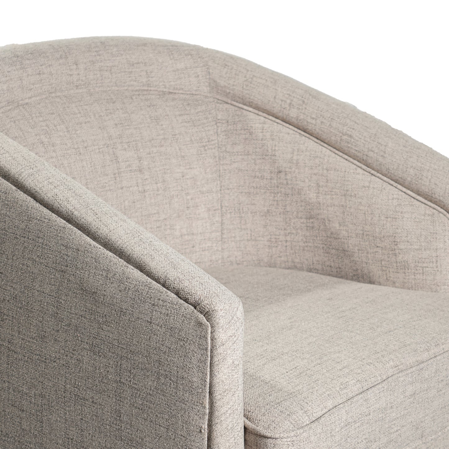 Dean Club Style Commercial Barrel Accent Armchair with 360 Degree Swivel Metal Base and Sloped Armrests in Cream Fabric Upholstery Cream