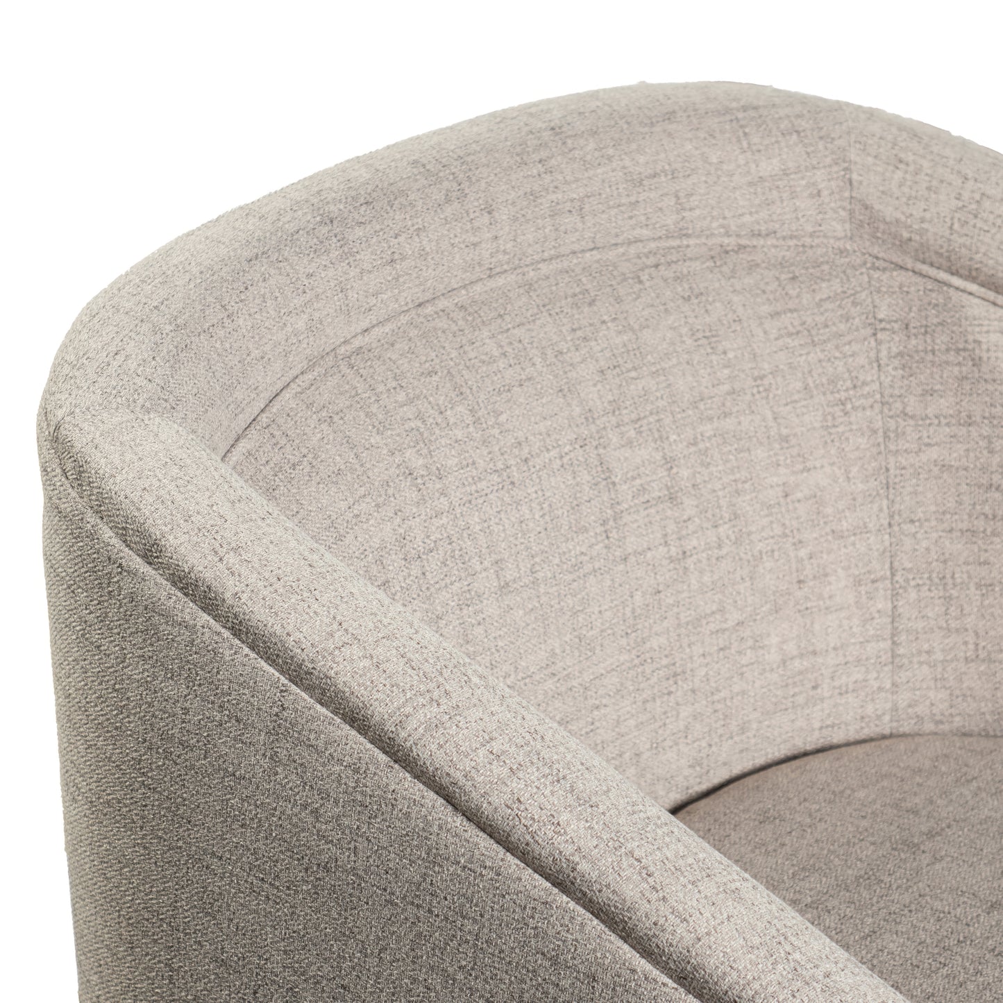 Dean Club Style Commercial Barrel Accent Armchair with 360 Degree Swivel Metal Base and Sloped Armrests in Cream Fabric Upholstery Cream