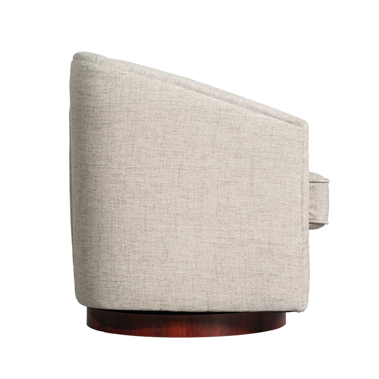 Dean Club Style Commercial Barrel Accent Armchair with 360 Degree Swivel Metal Base and Sloped Armrests in Cream Fabric Upholstery Cream
