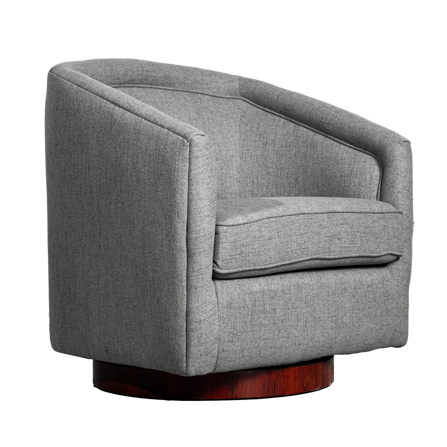 Dean Club Style Commercial Barrel Accent Armchair with 360 Degree Swivel Metal Base and Sloped Armrests in Gray Fabric Upholstery Gray
