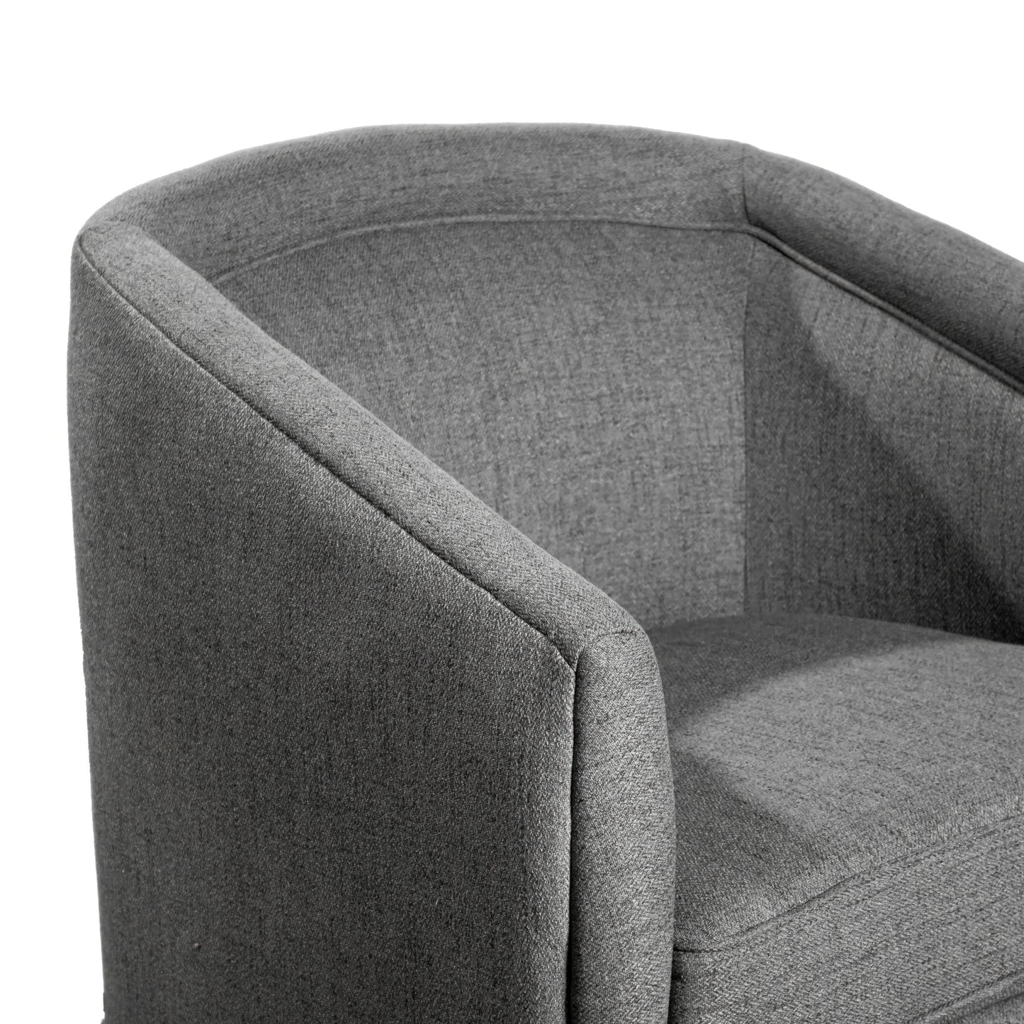 Dean Club Style Commercial Barrel Accent Armchair with 360 Degree Swivel Metal Base and Sloped Armrests in Gray Fabric Upholstery Gray