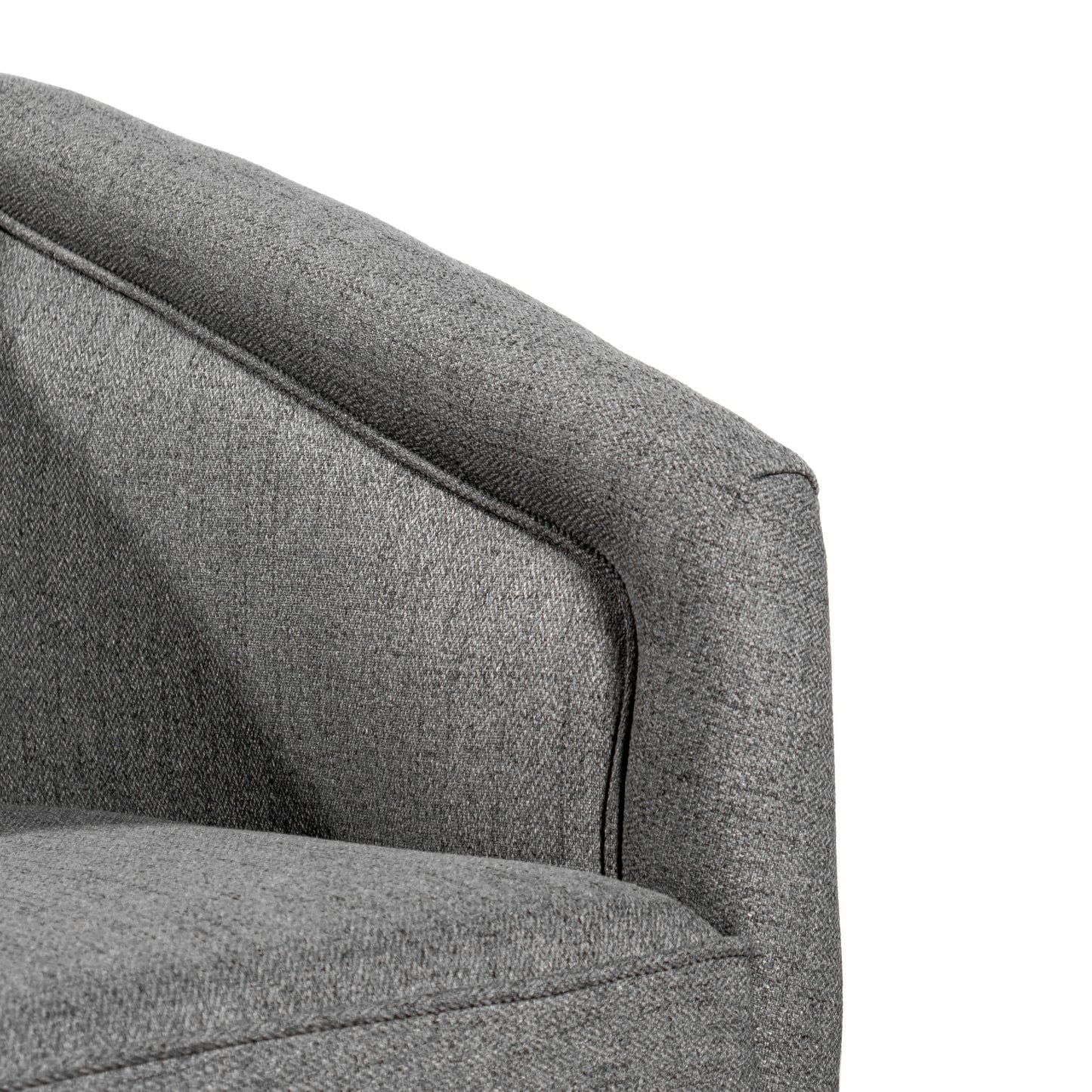 Dean Club Style Commercial Barrel Accent Armchair with 360 Degree Swivel Metal Base and Sloped Armrests in Gray Fabric Upholstery Gray
