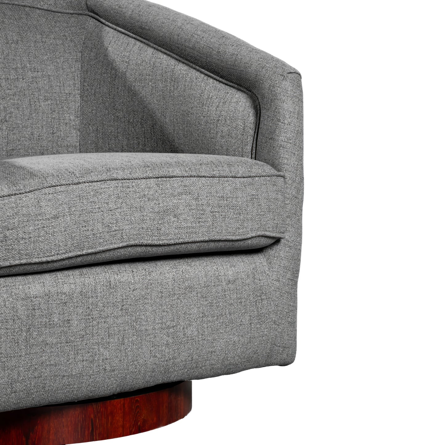 Dean Club Style Commercial Barrel Accent Armchair with 360 Degree Swivel Metal Base and Sloped Armrests in Gray Fabric Upholstery Gray