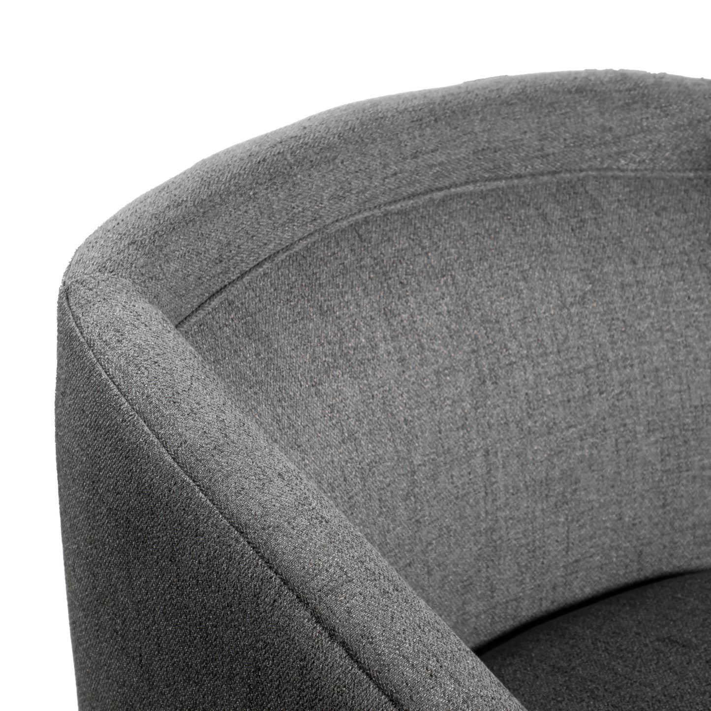 Dean Club Style Commercial Barrel Accent Armchair with 360 Degree Swivel Metal Base and Sloped Armrests in Gray Fabric Upholstery Gray