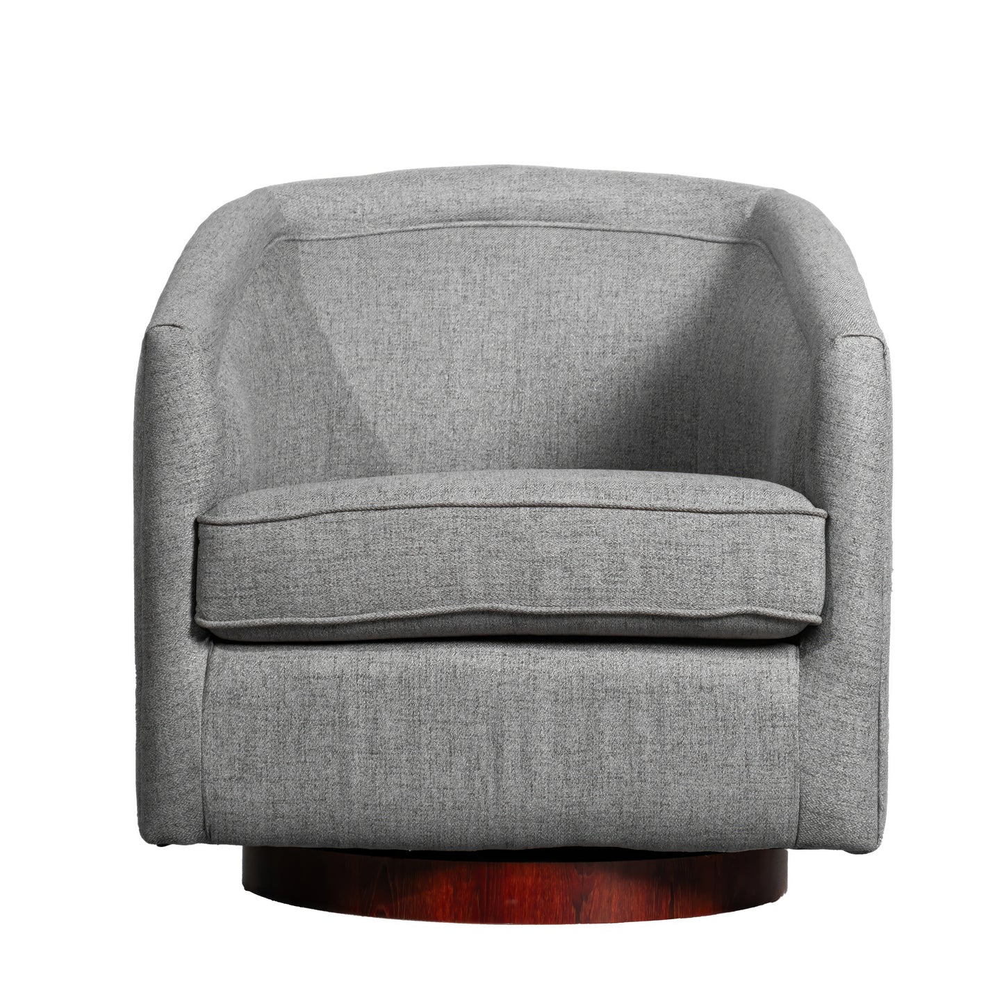 Dean Club Style Commercial Barrel Accent Armchair with 360 Degree Swivel Metal Base and Sloped Armrests in Gray Fabric Upholstery Gray