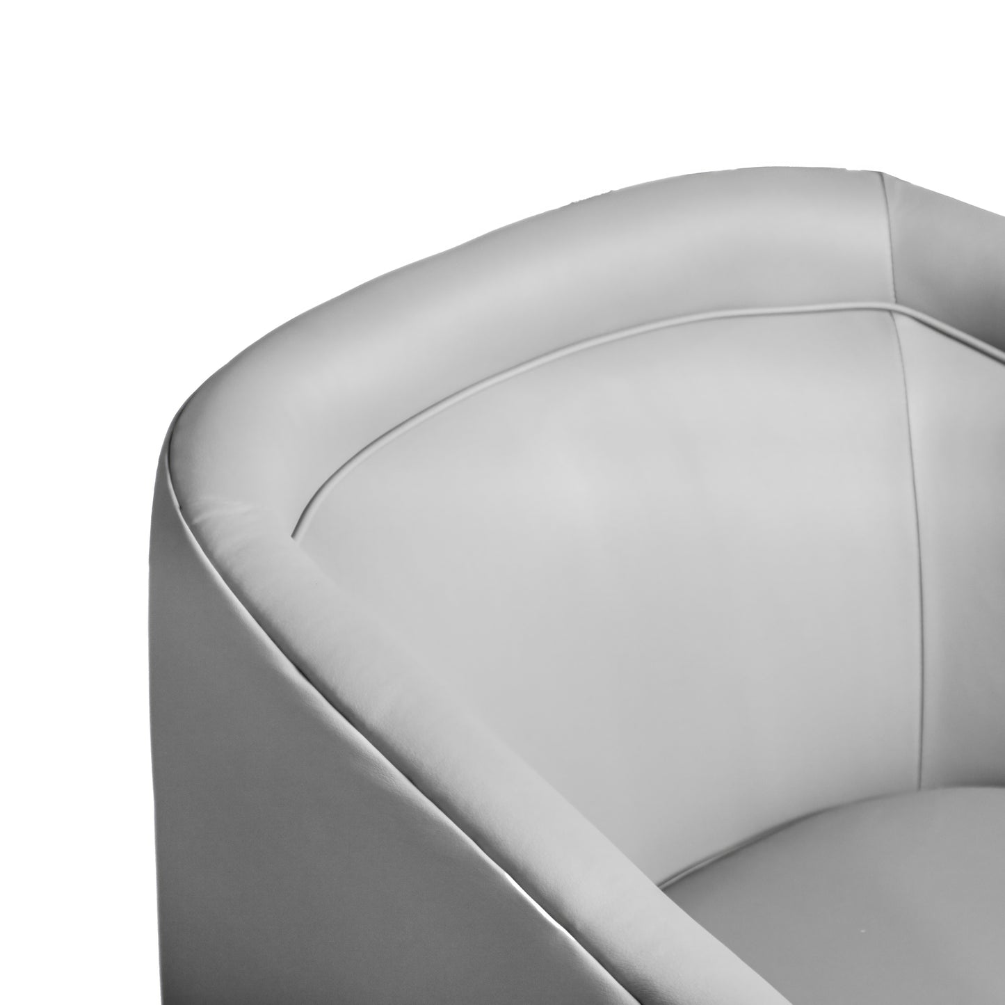 Dean Club Style Commercial Barrel Accent Armchair with 360 Degree Swivel Metal Base and Sloped Armrests in Gray LeatherSoft Upholstery Gray LeatherSoft