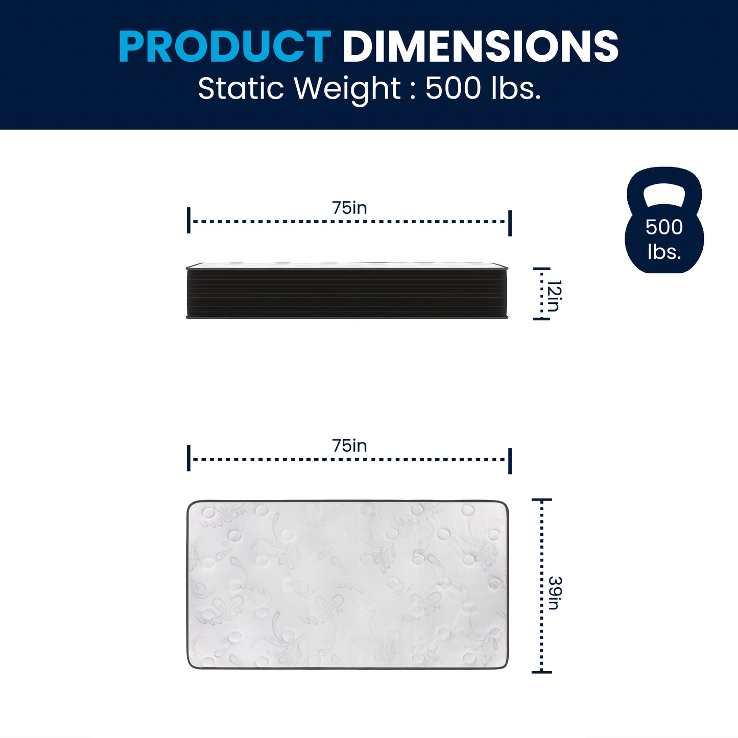 Dream Cooling Gel 12 Inch CertiPUR-US Certified Foam and Pocket Spring Hybrid Mattress, Twin Mattress in a Box White/Black