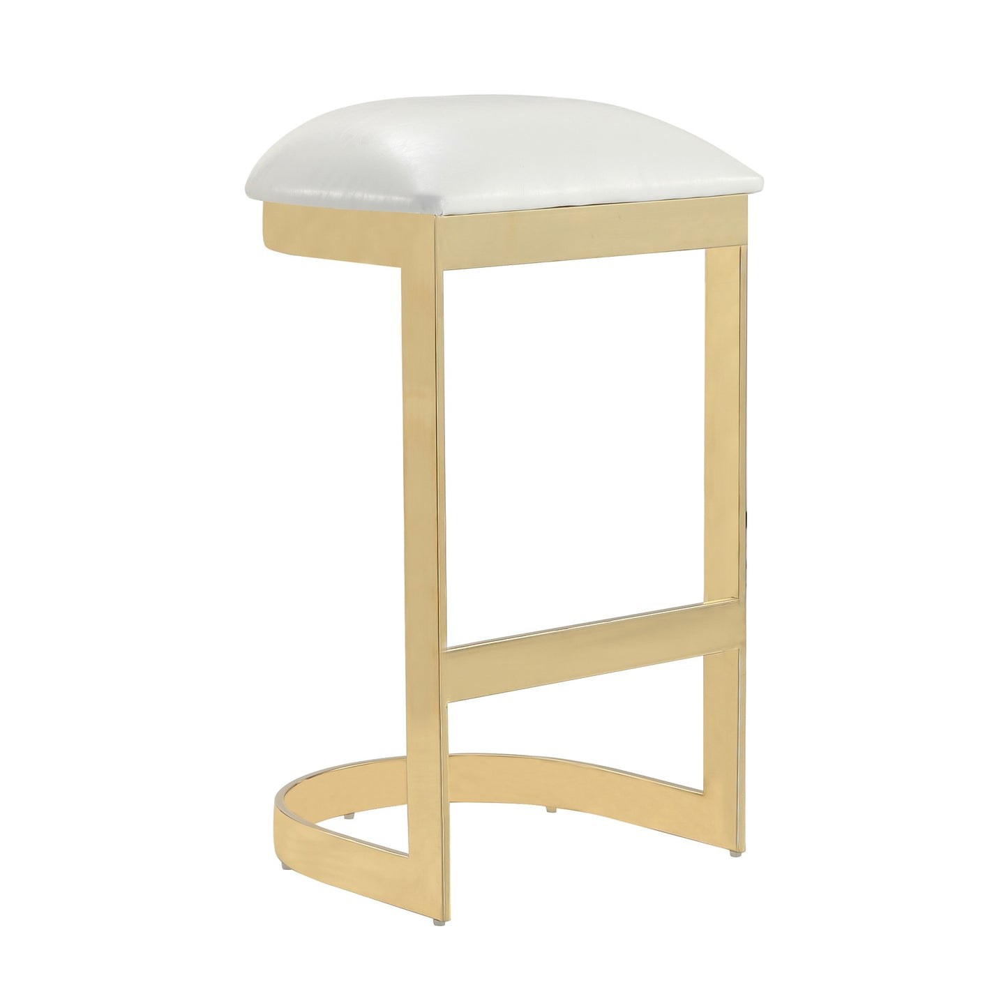 Aura Modern Metal Upholstered Barstool in White BS006-WH